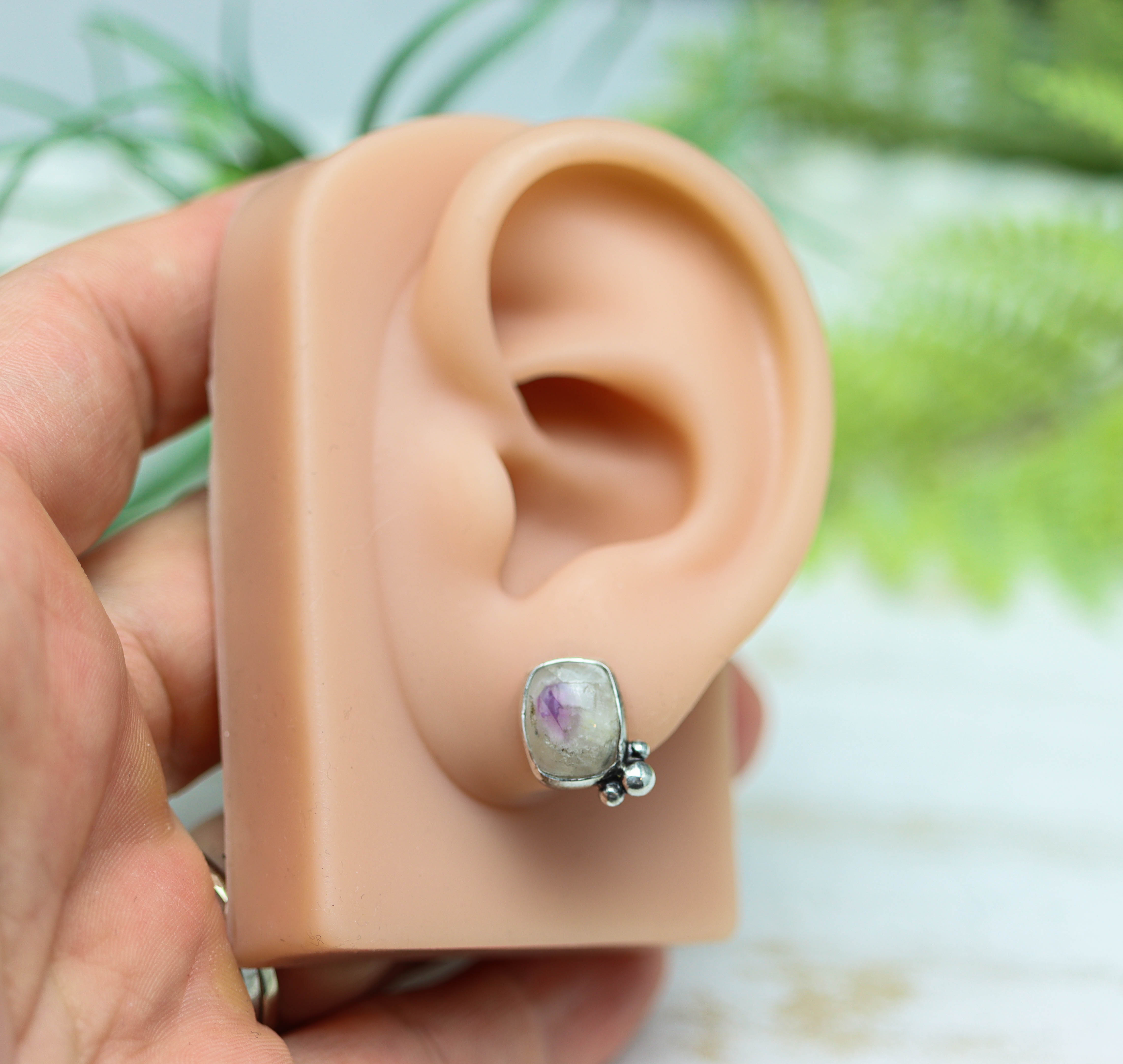 Phantom Amethyst Sterling Silver Embellished Stud Earrings