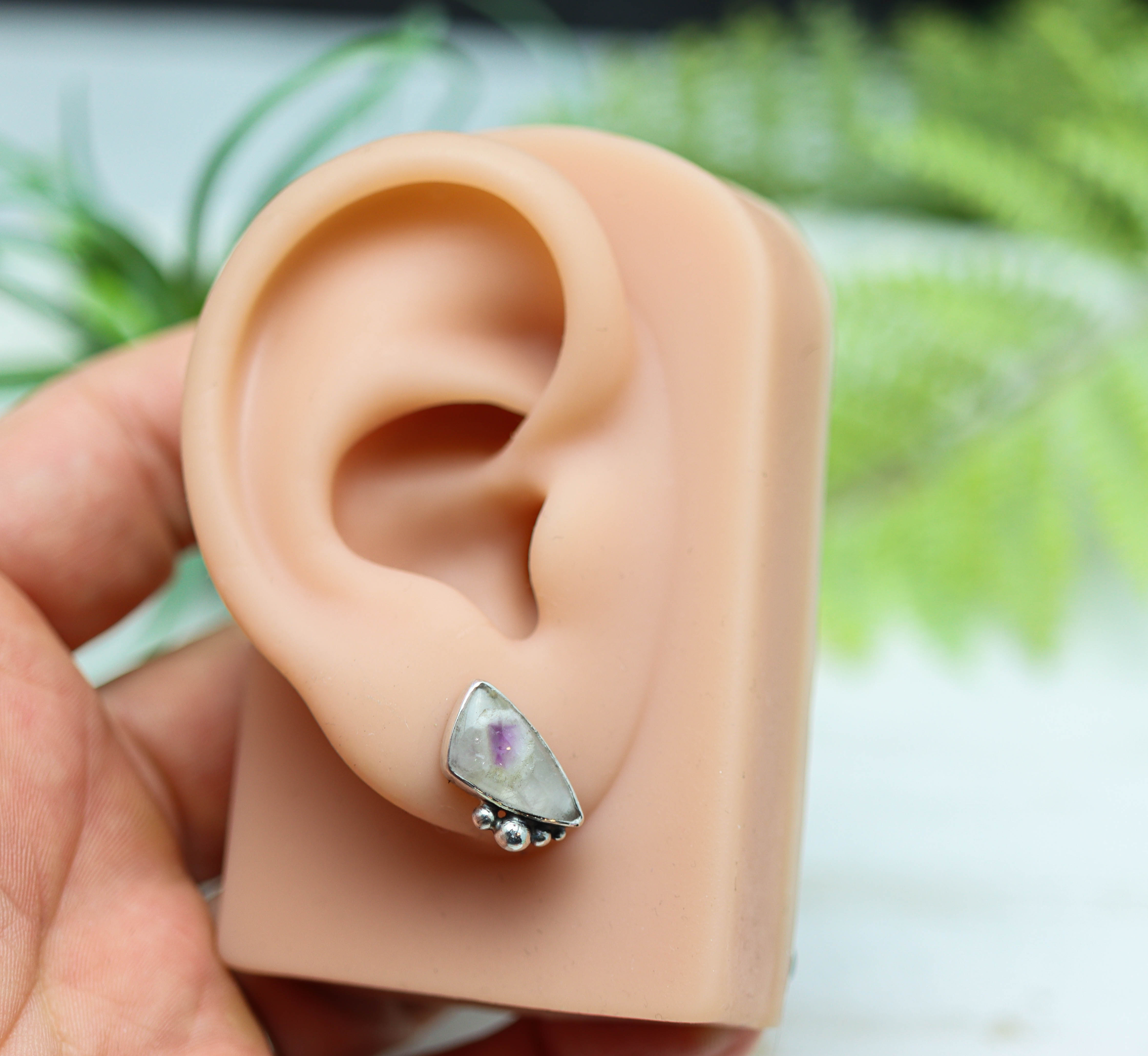 Phantom Amethyst Sterling Silver Embellished Stud Earrings