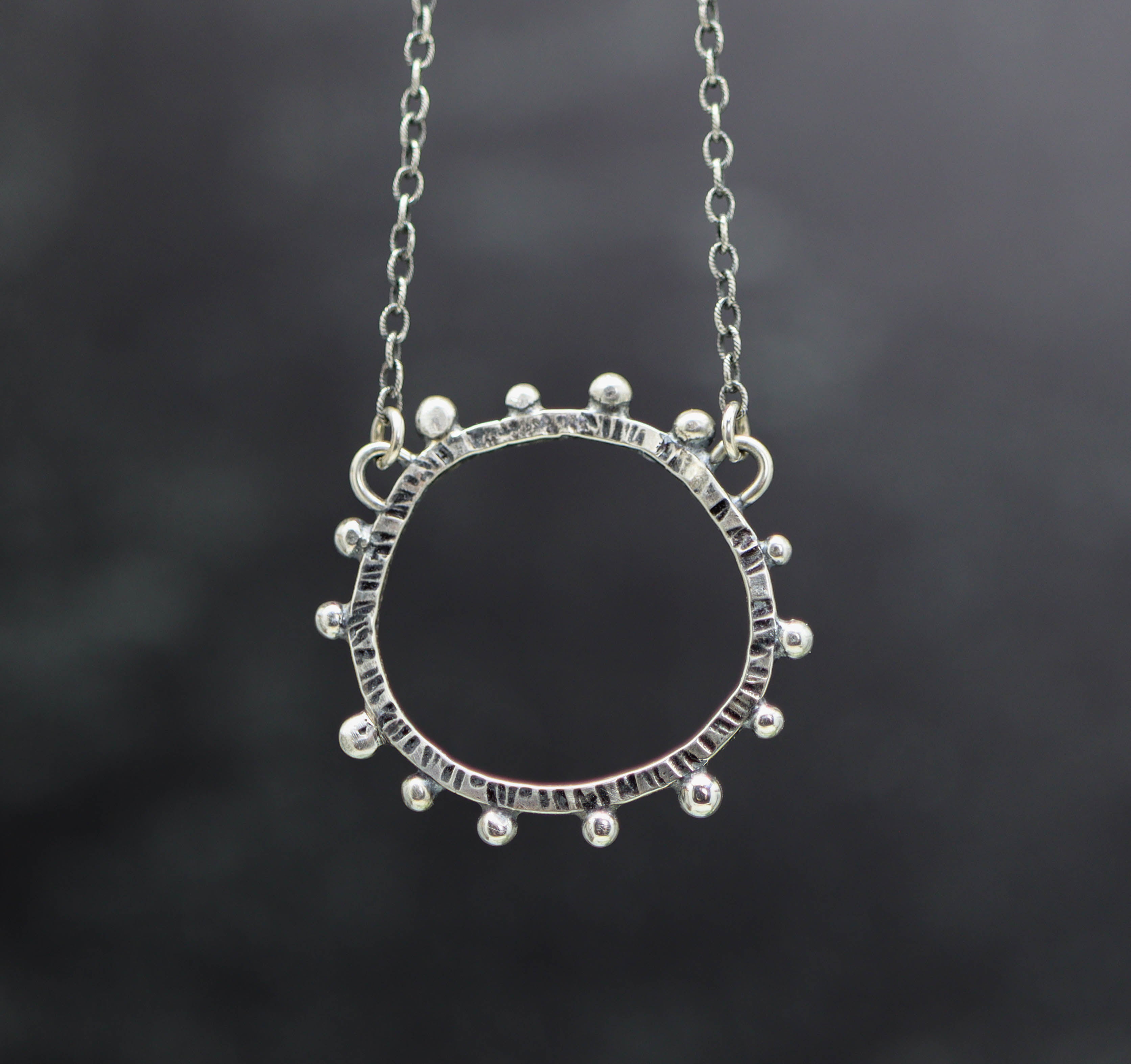 Wonky Circle Sterling Silver Necklace - Extra Large