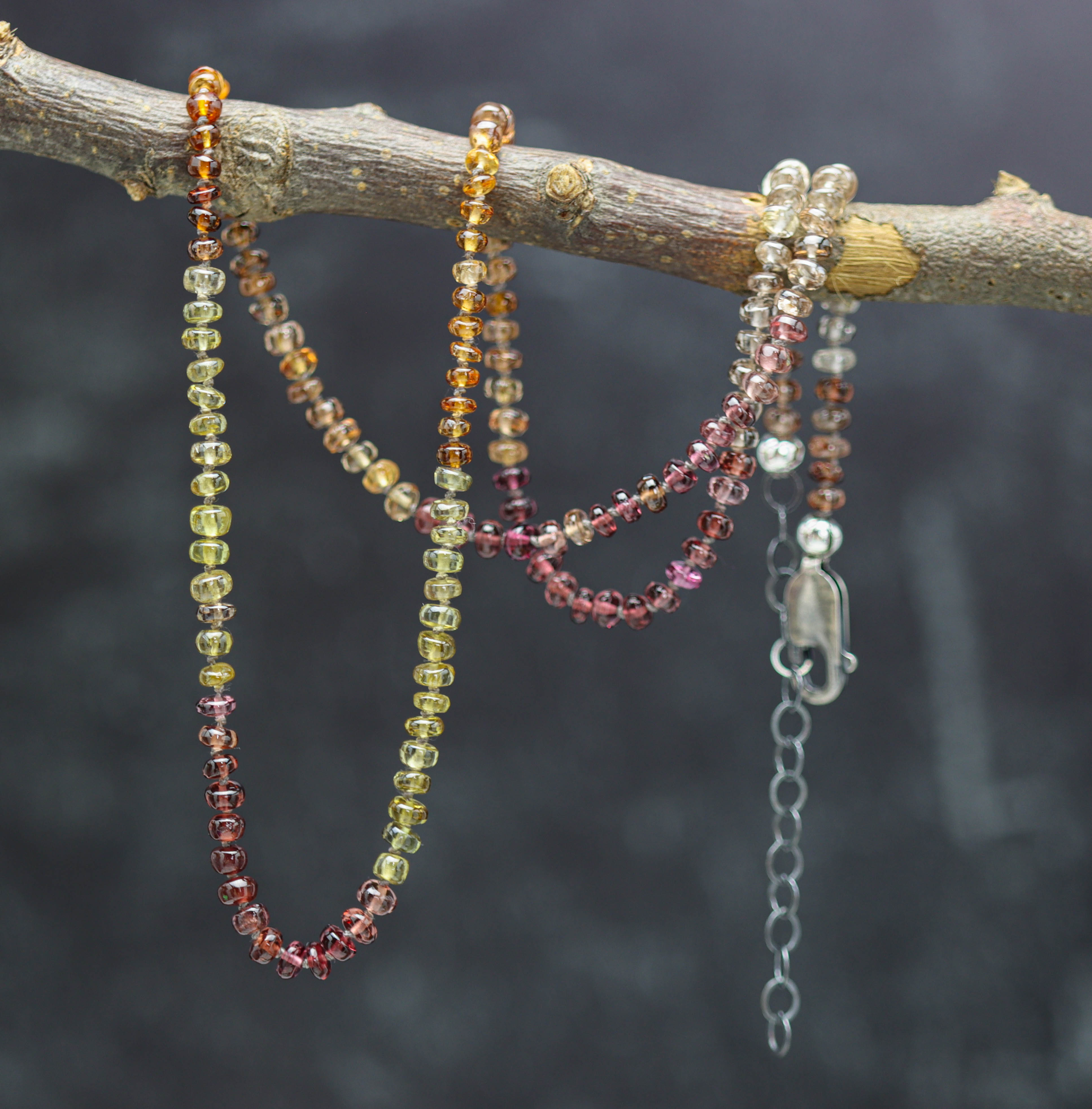 Tundra Sapphire Hand Knotted Bead Necklace Sterling Silver