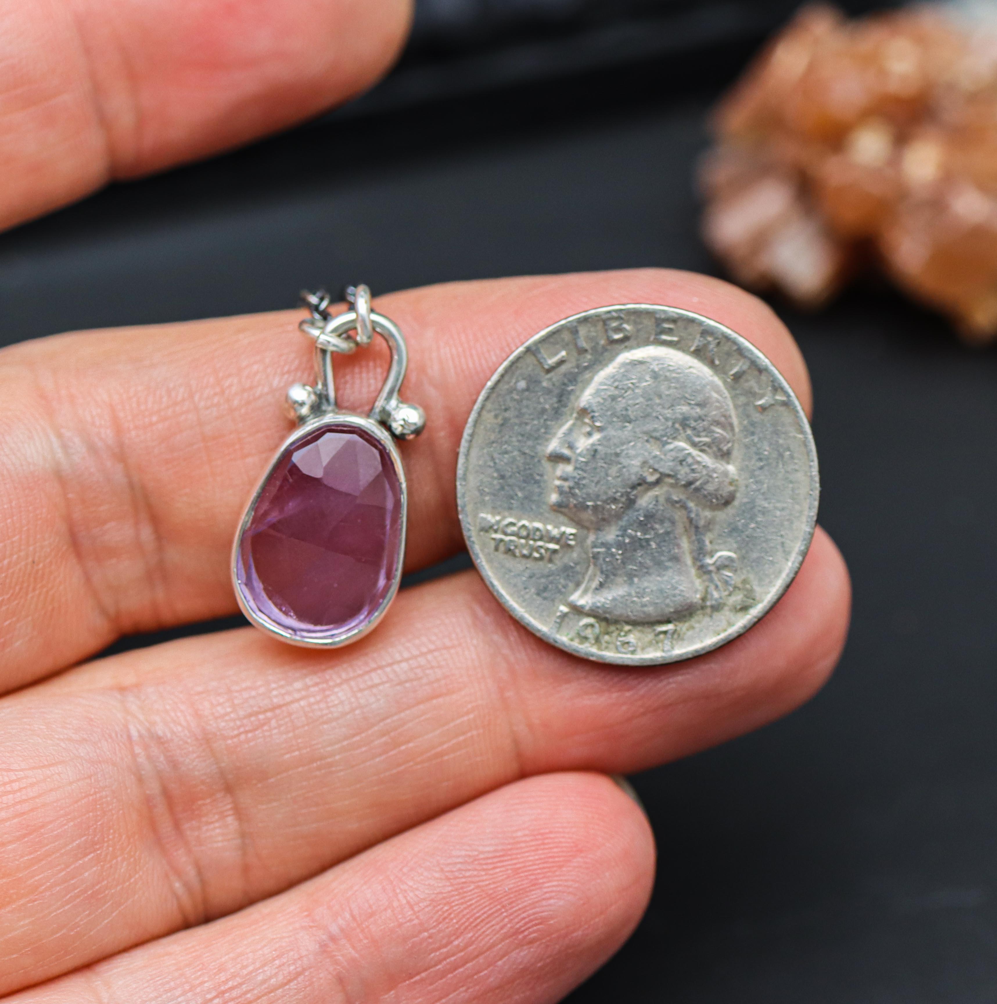 Amethyst Petite Pendant Necklace in Sterling Silver