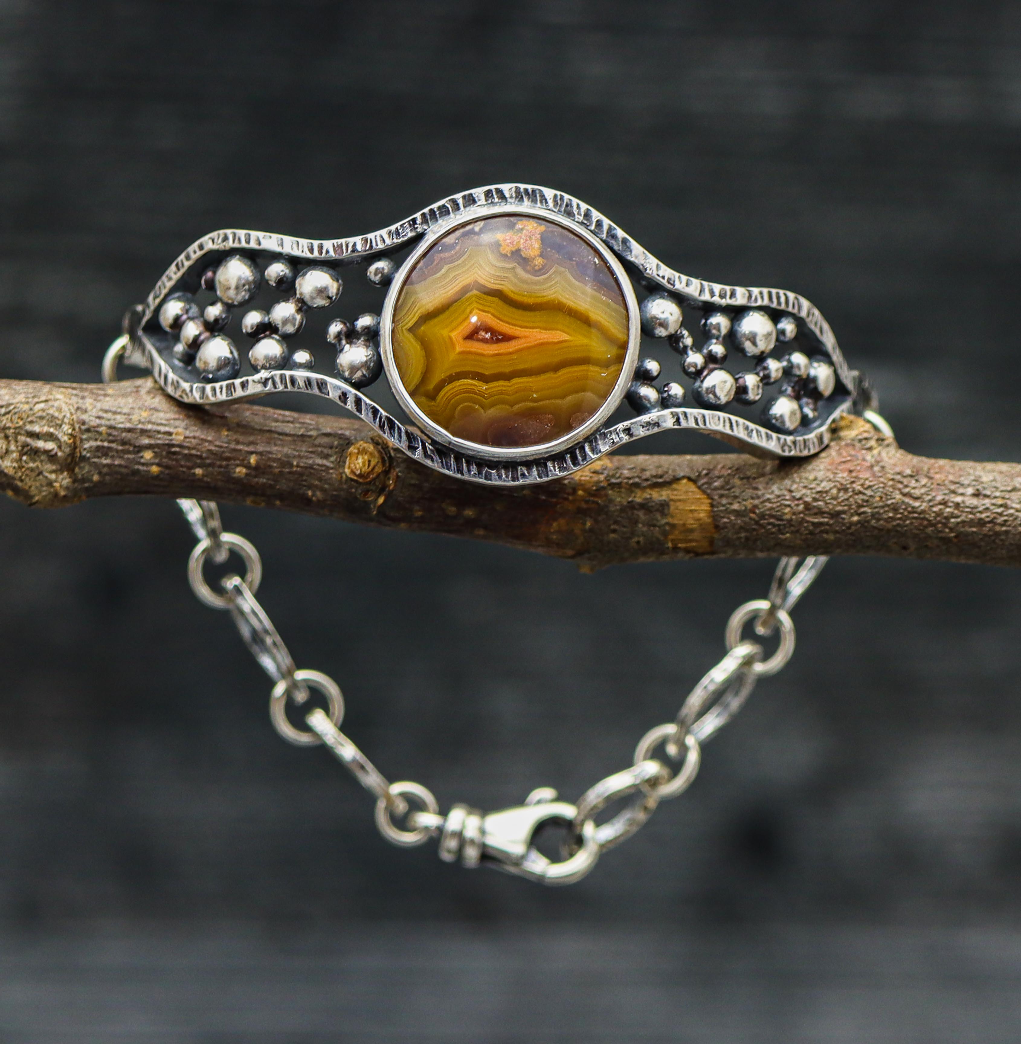 Laguna Agate Hybrid Cuff Bracelet Sterling Silver One of a Kind