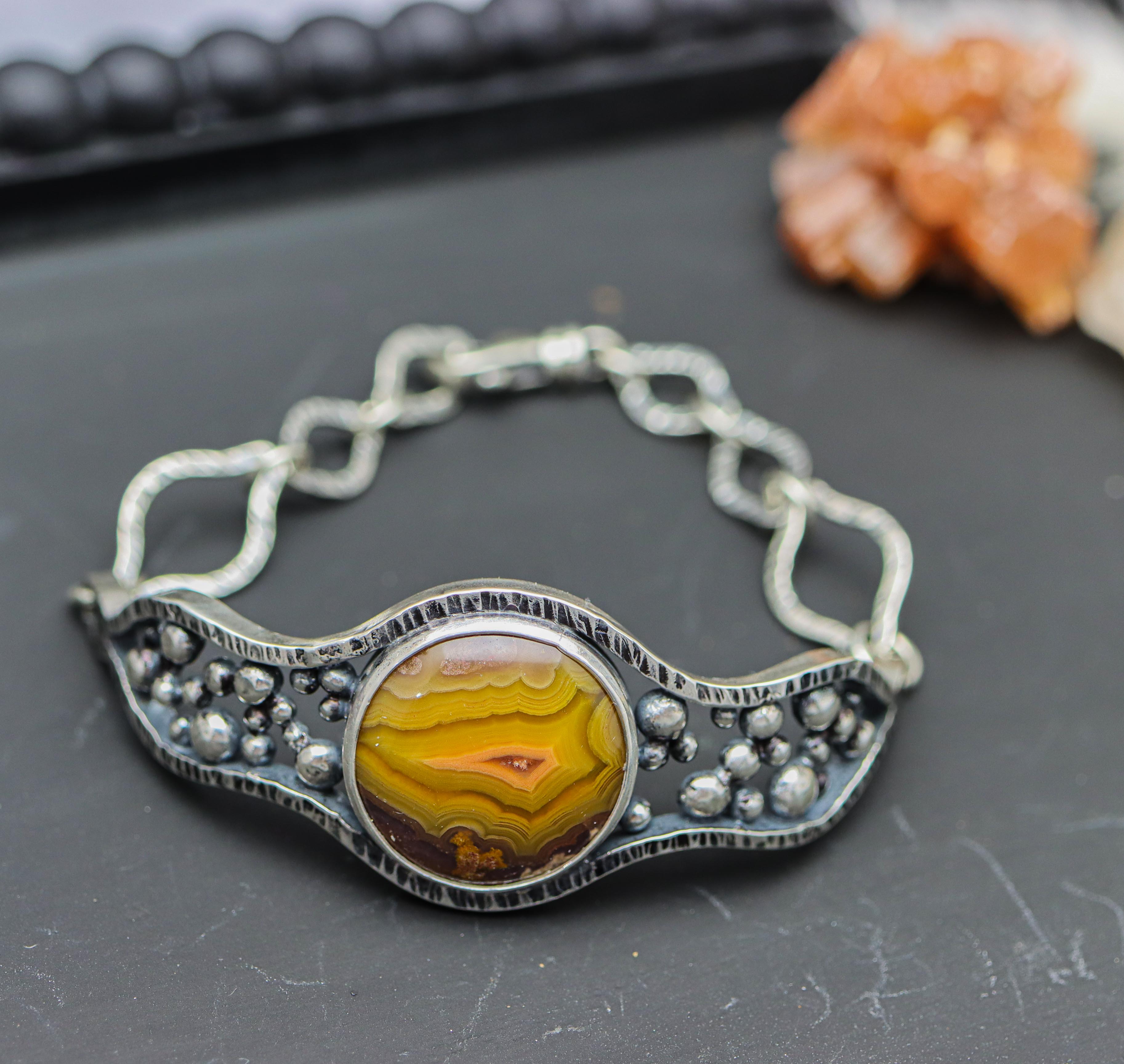 Laguna Agate Hybrid Cuff Bracelet Sterling Silver One of a Kind