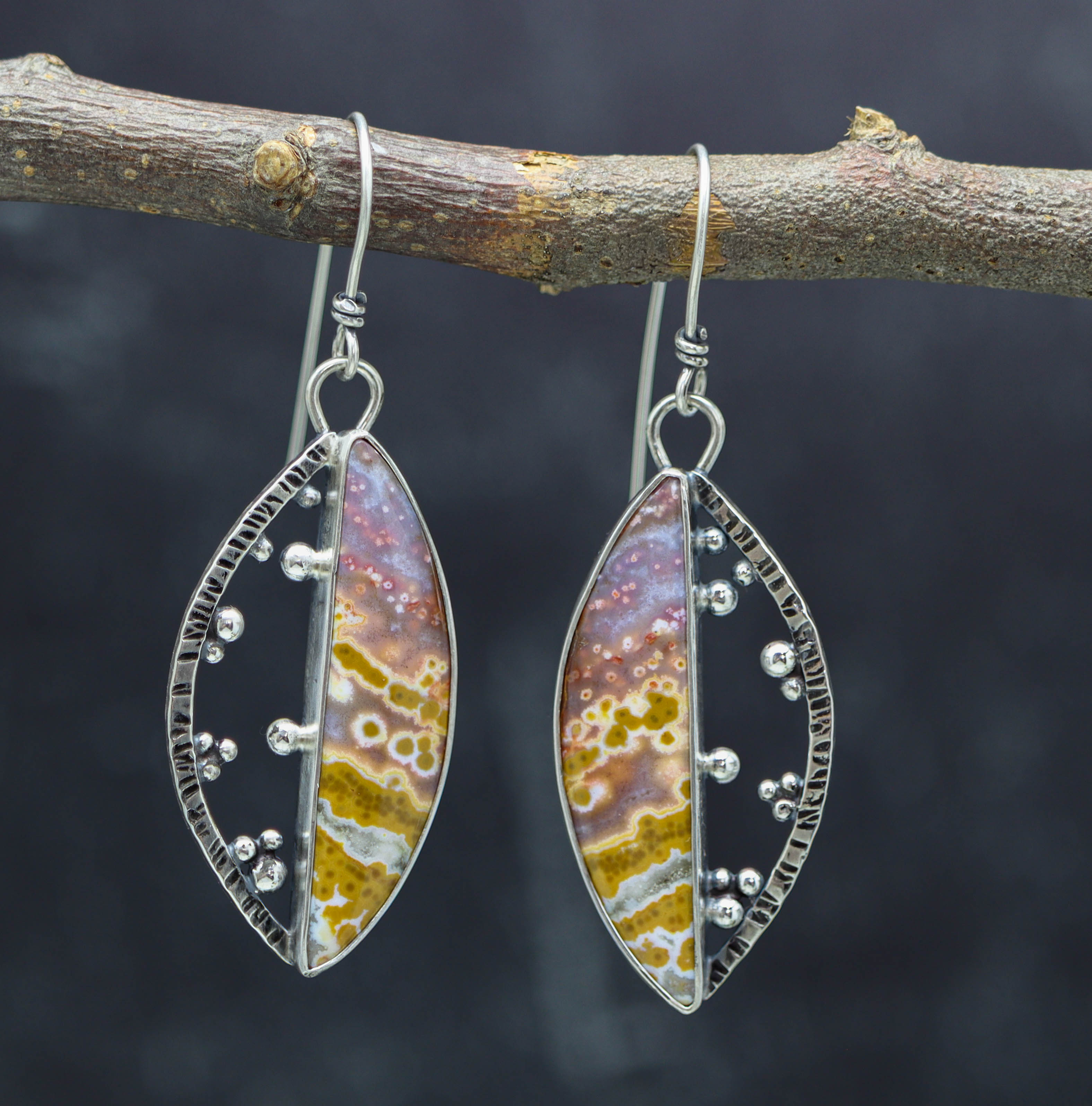 Orbicular Jasper Sterling Silver Earrings