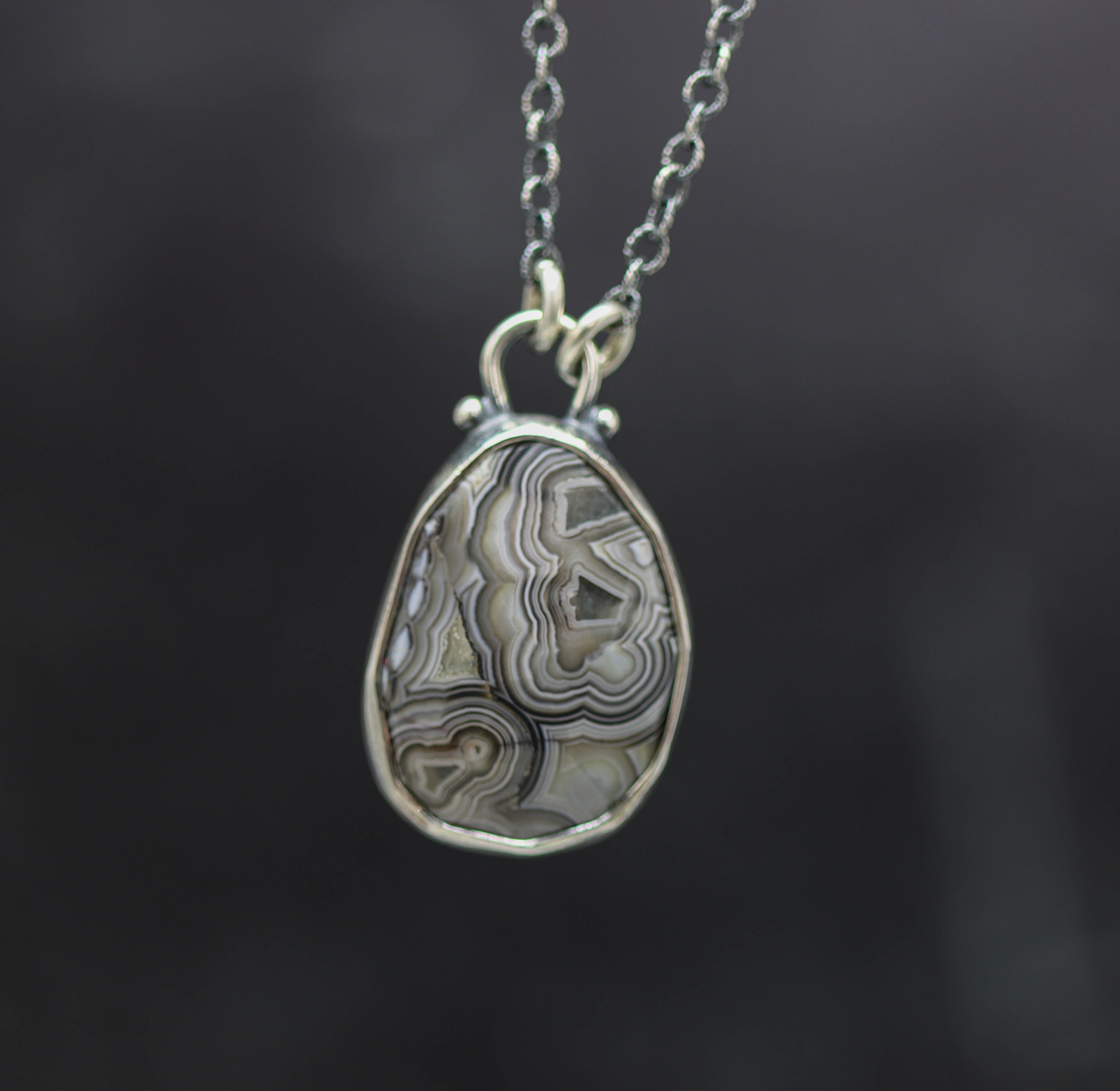 Laguna Agate Petite Pendant Necklace in Sterling Silver