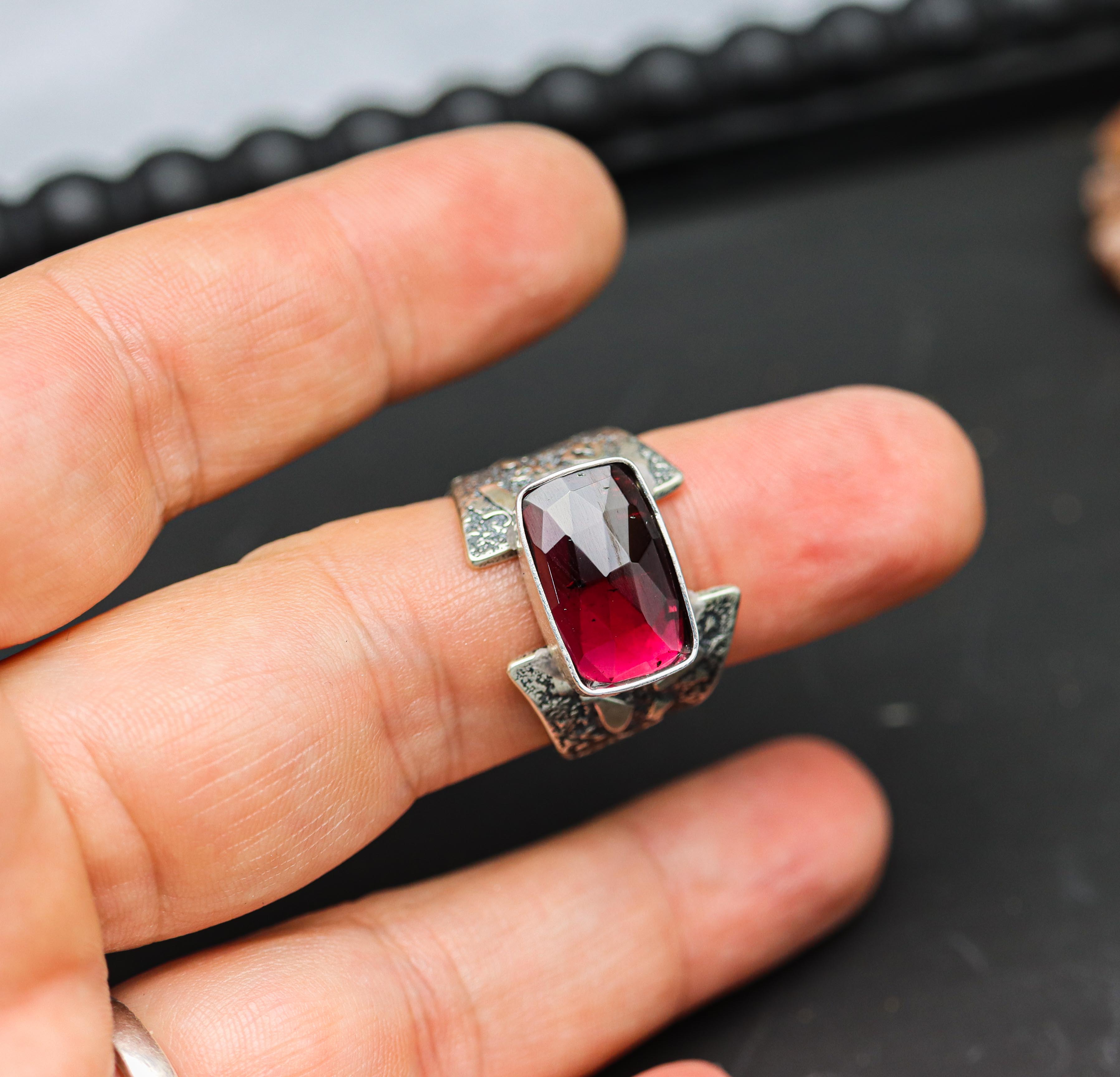 Red Garnet Sterling Silver Made to Finish Ring