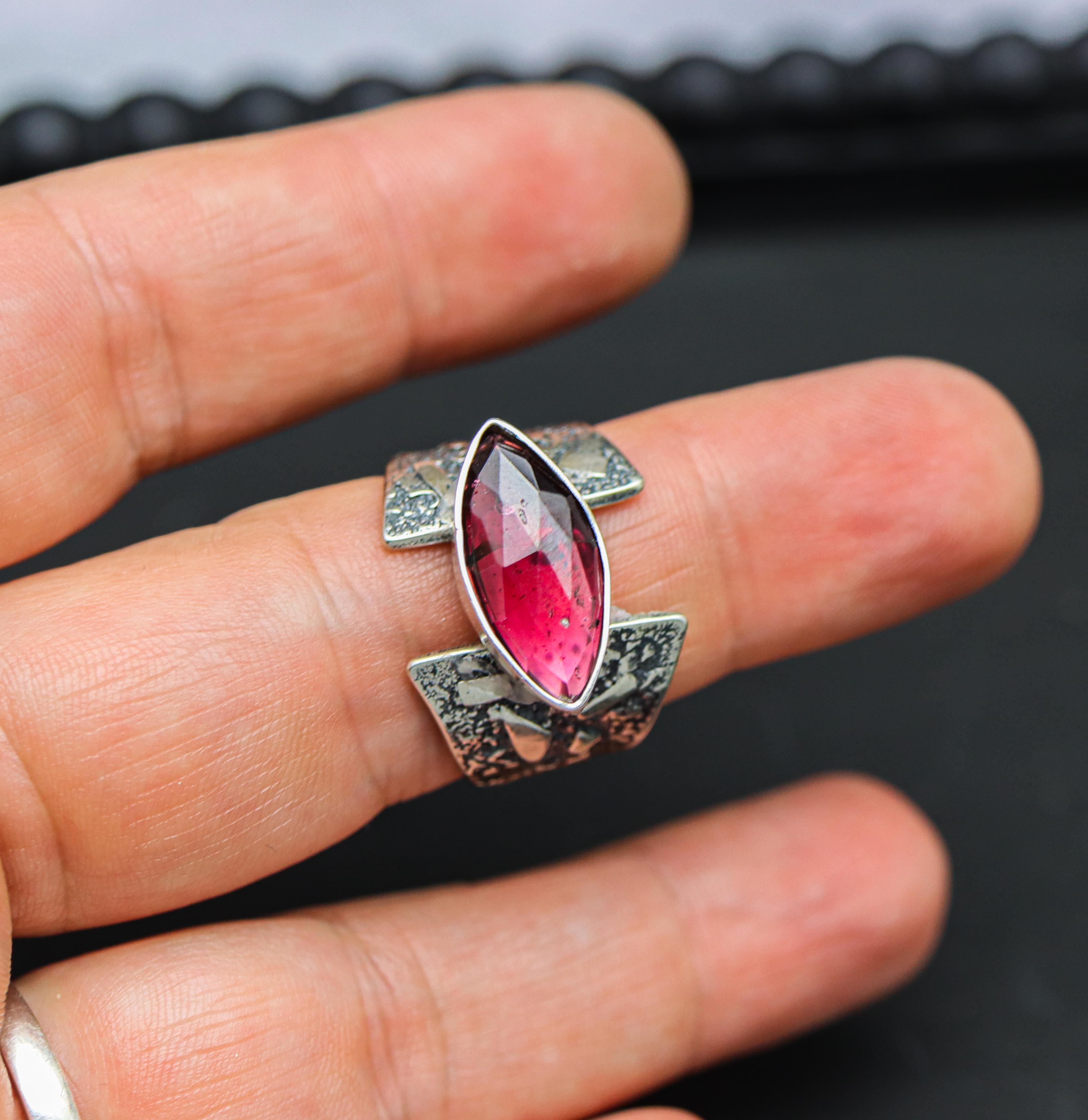 Red Garnet Sterling Silver Made to Finish Ring