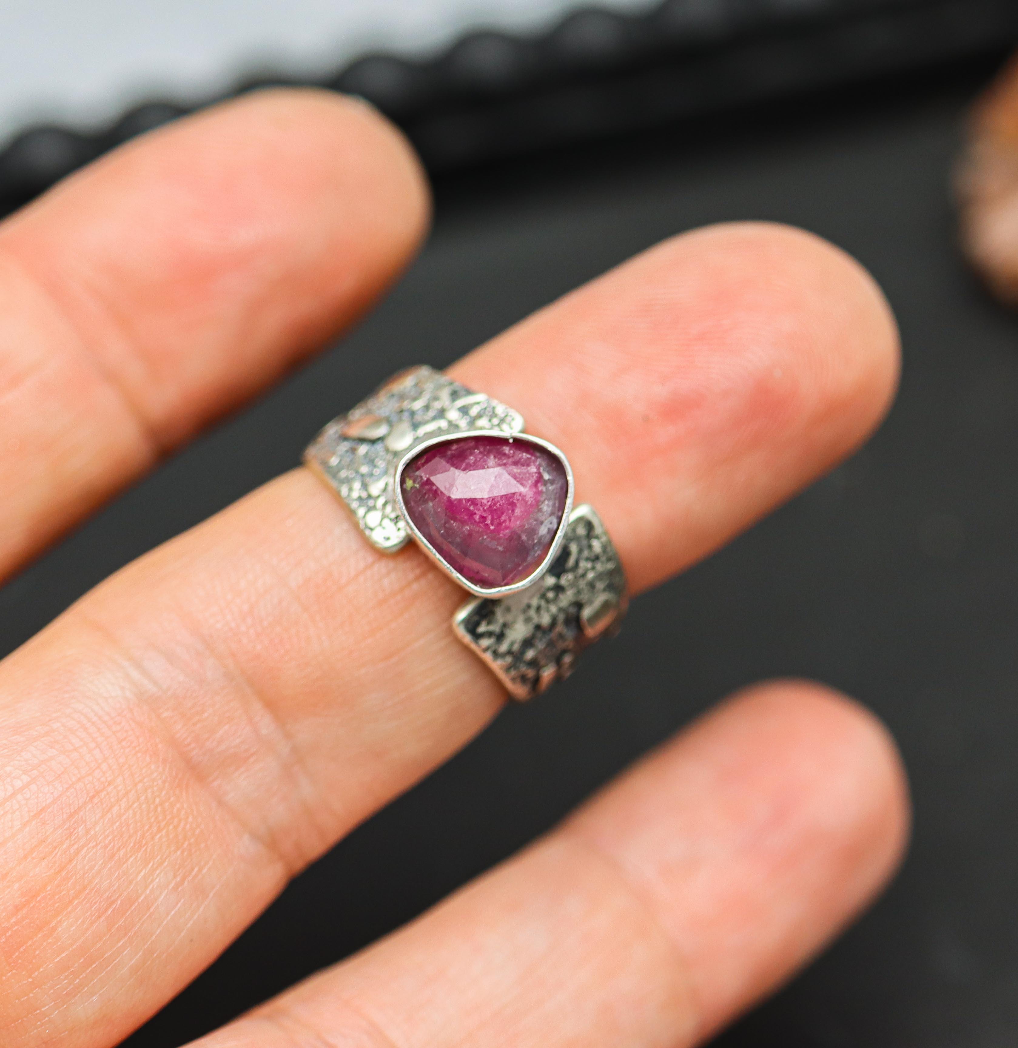 Pink and Purple Tourmaline Sterling Silver Made to Finish Ring