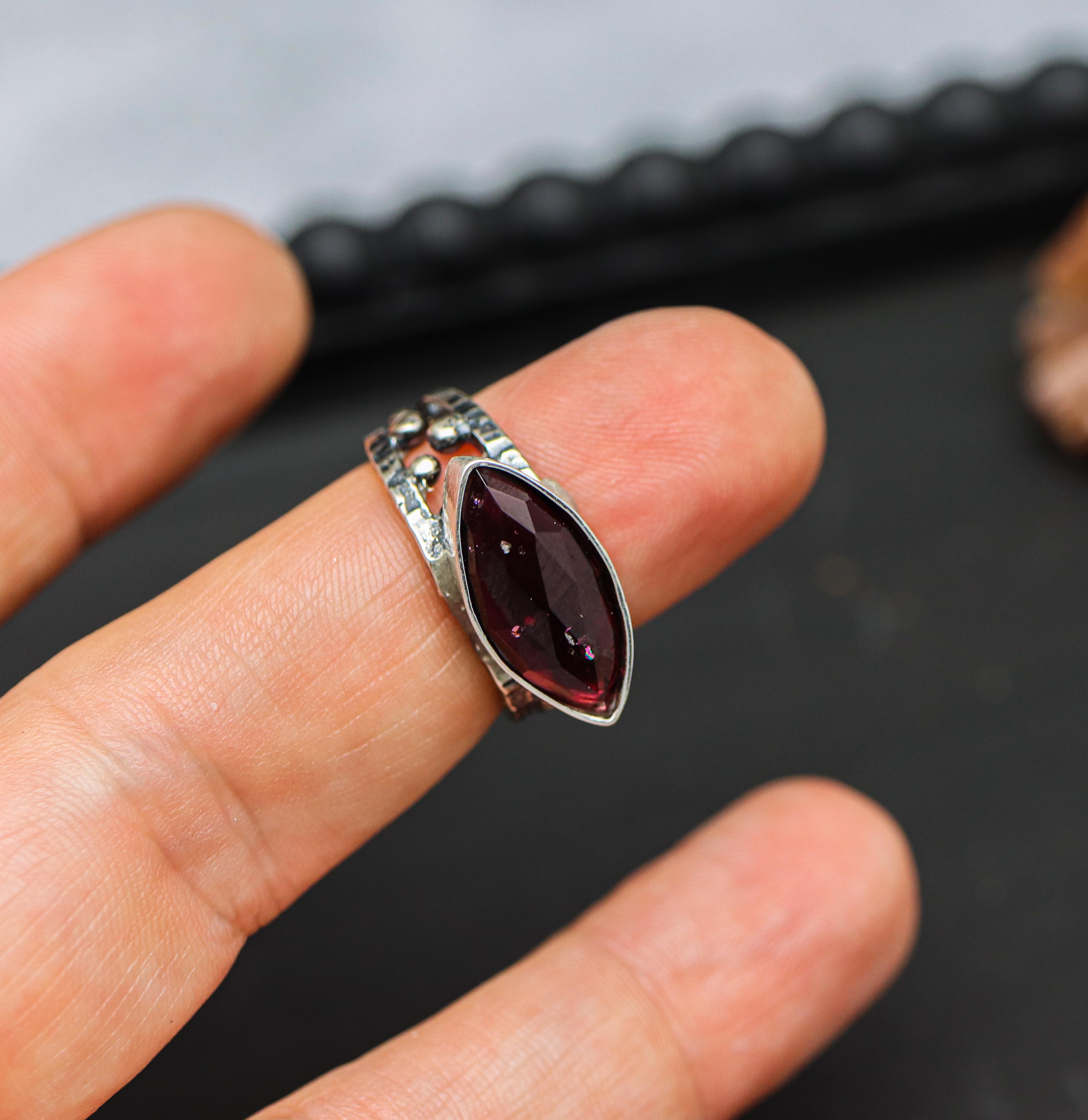 Red Garnet Sterling Silver Made to Finish Ring