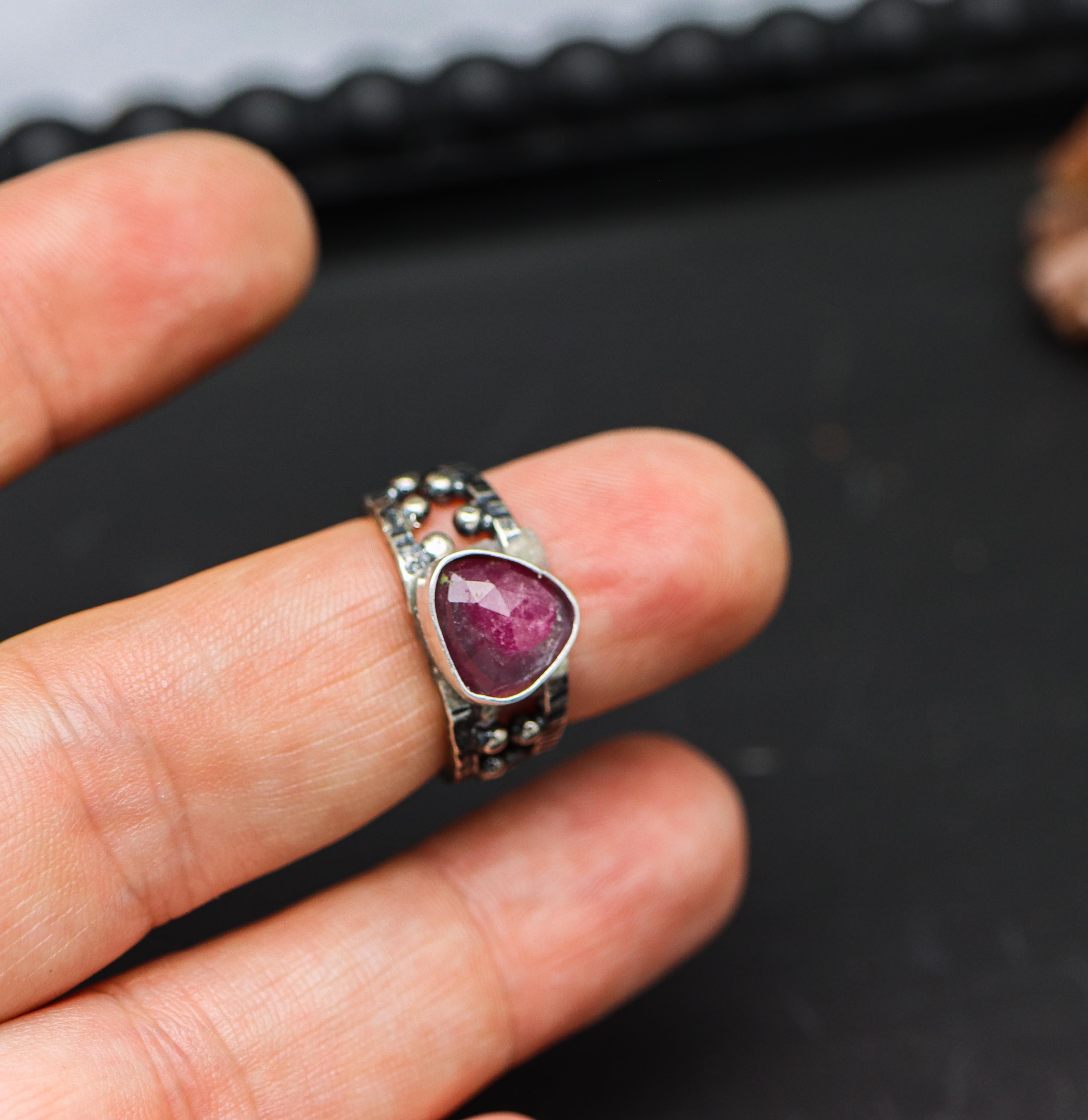 Pink and Purple Tourmaline Sterling Silver Made to Finish Ring