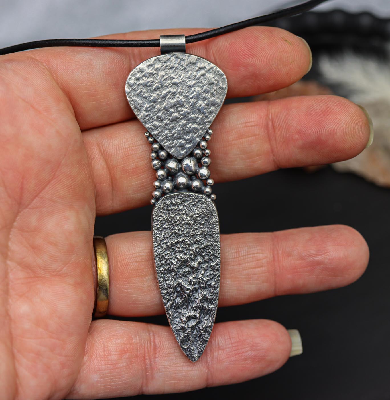 The Goddess Pendant #1 Confetti Chrysocolla Necklace Sterling Silver and 22k Gold