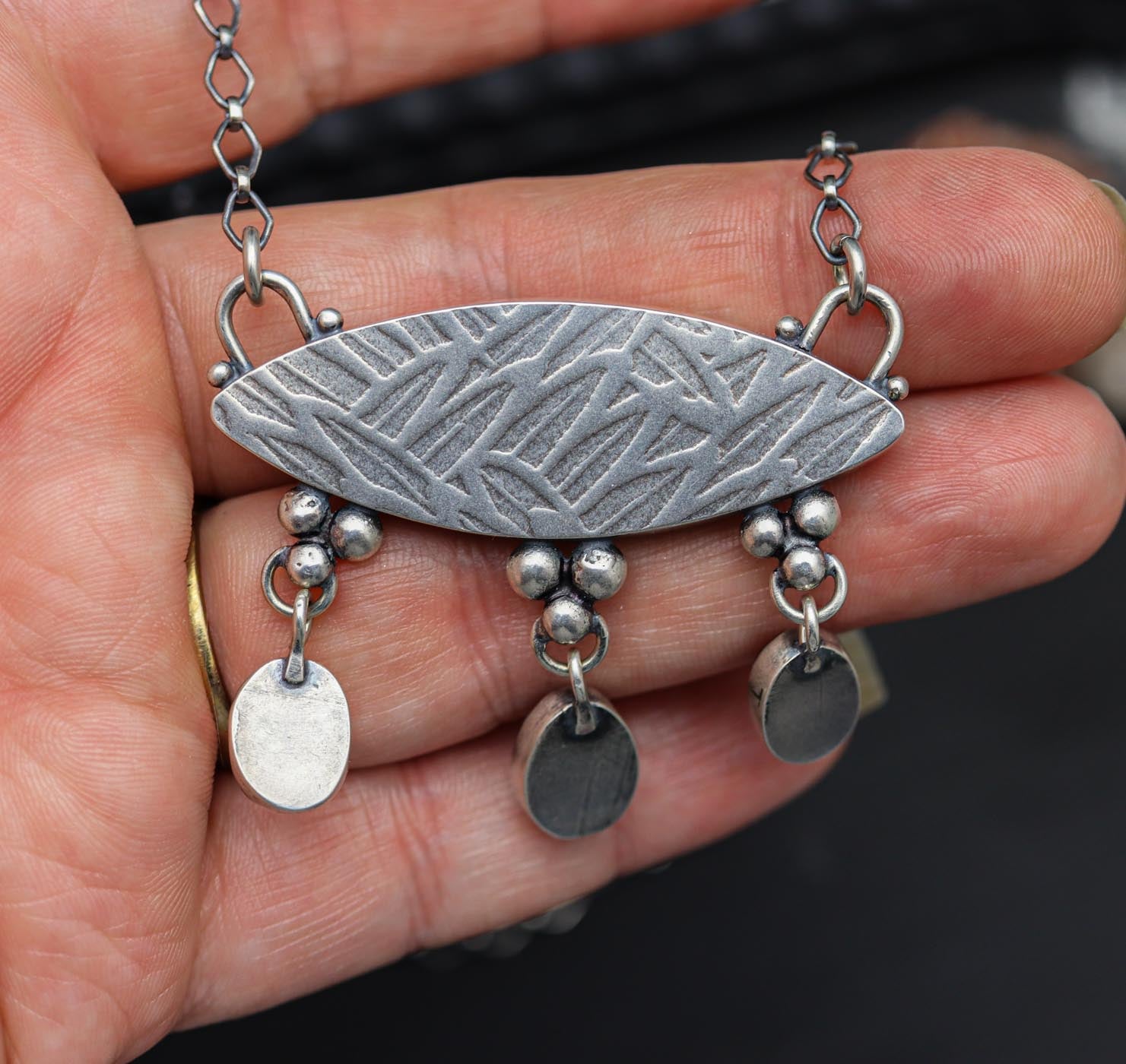 Hyacinth Jasper and Amethyst Dangle Necklace Sterling Silver