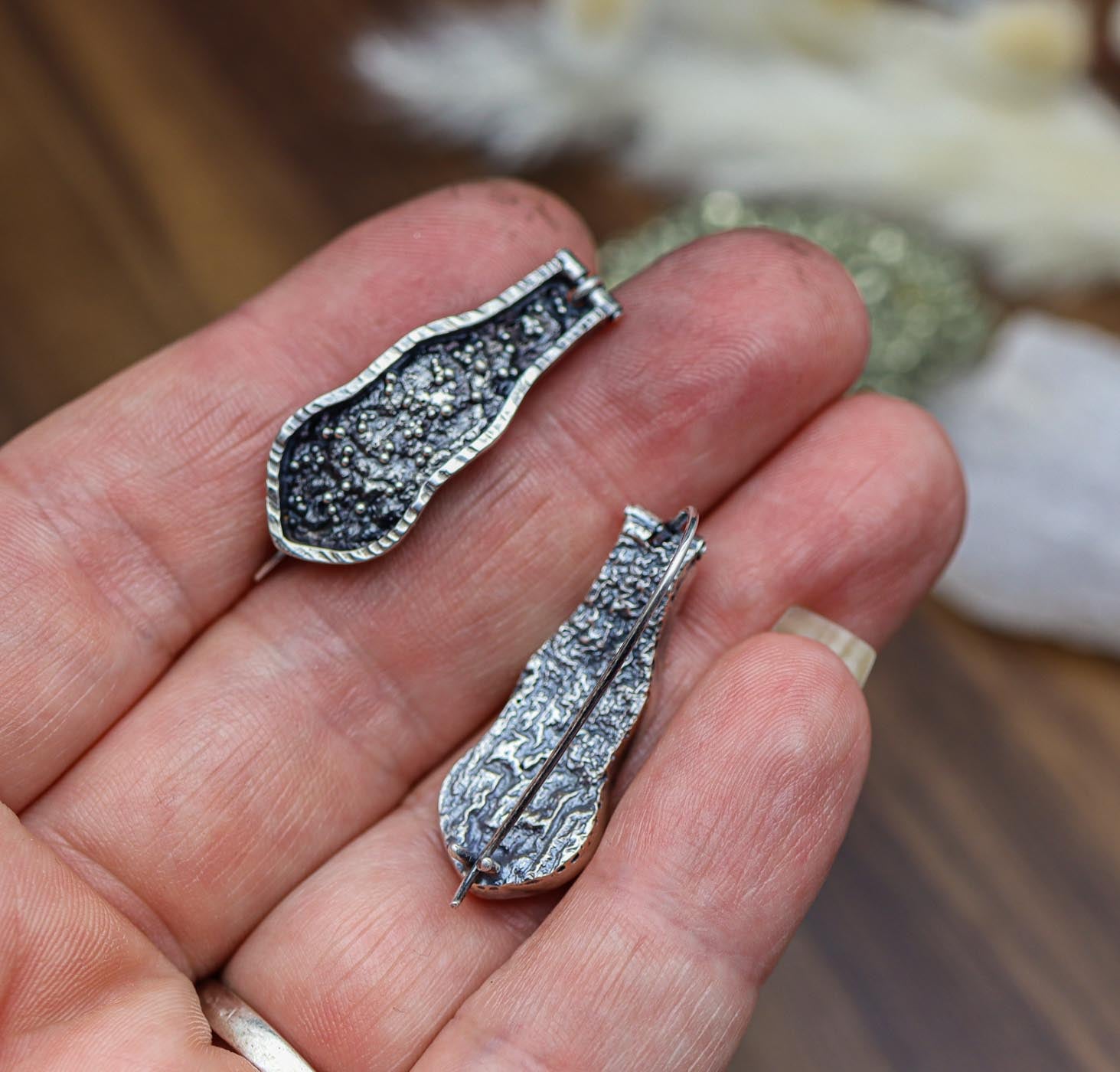 Hinged Granulation #2 Earrings Sterling Silver
