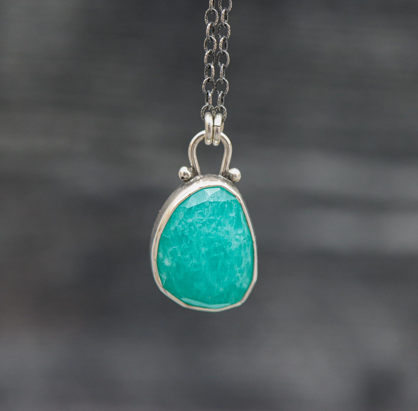 Amazonite Petite Pendant Necklace in Sterling Silver