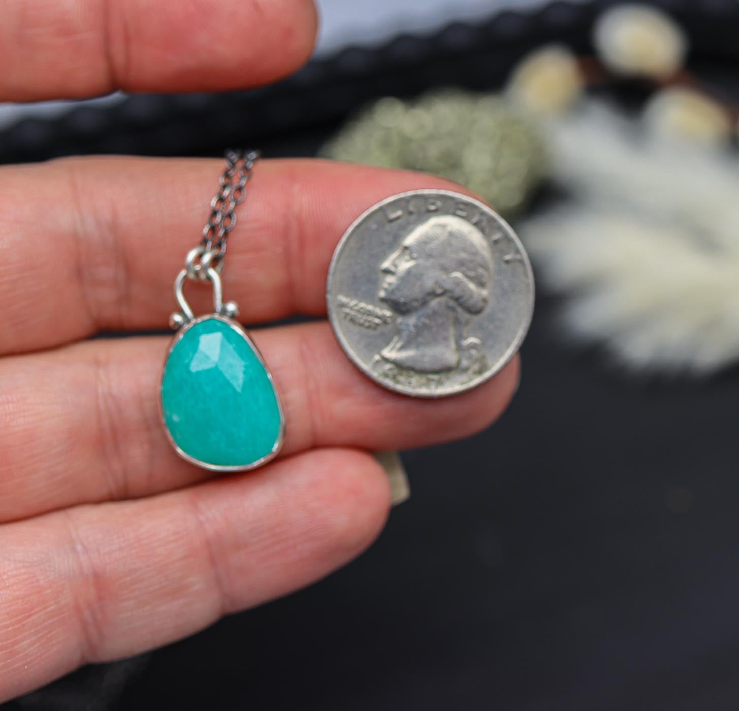 Amazonite Petite Pendant Necklace in Sterling Silver