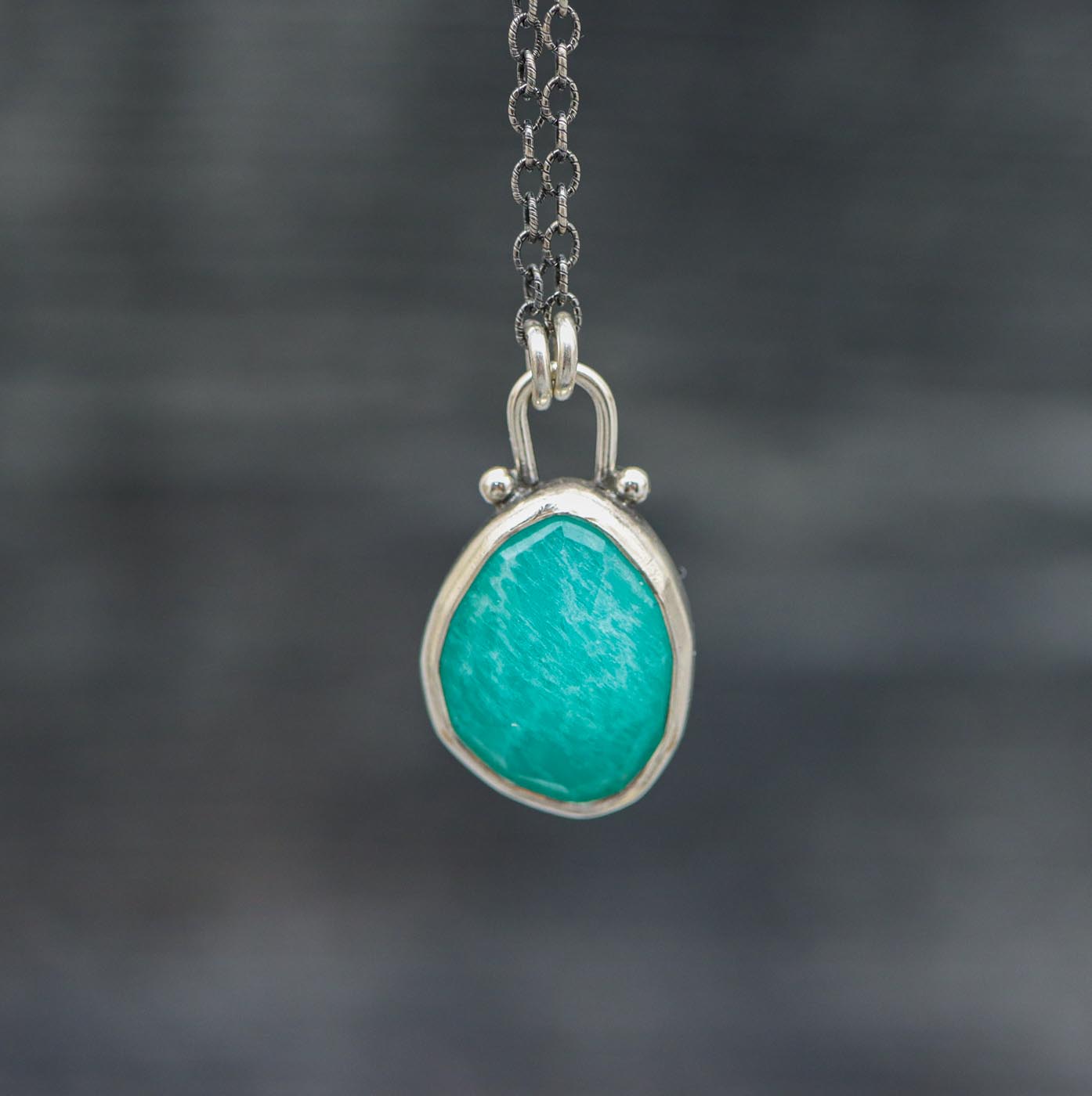 Amazonite Petite Pendant Necklace in Sterling Silver