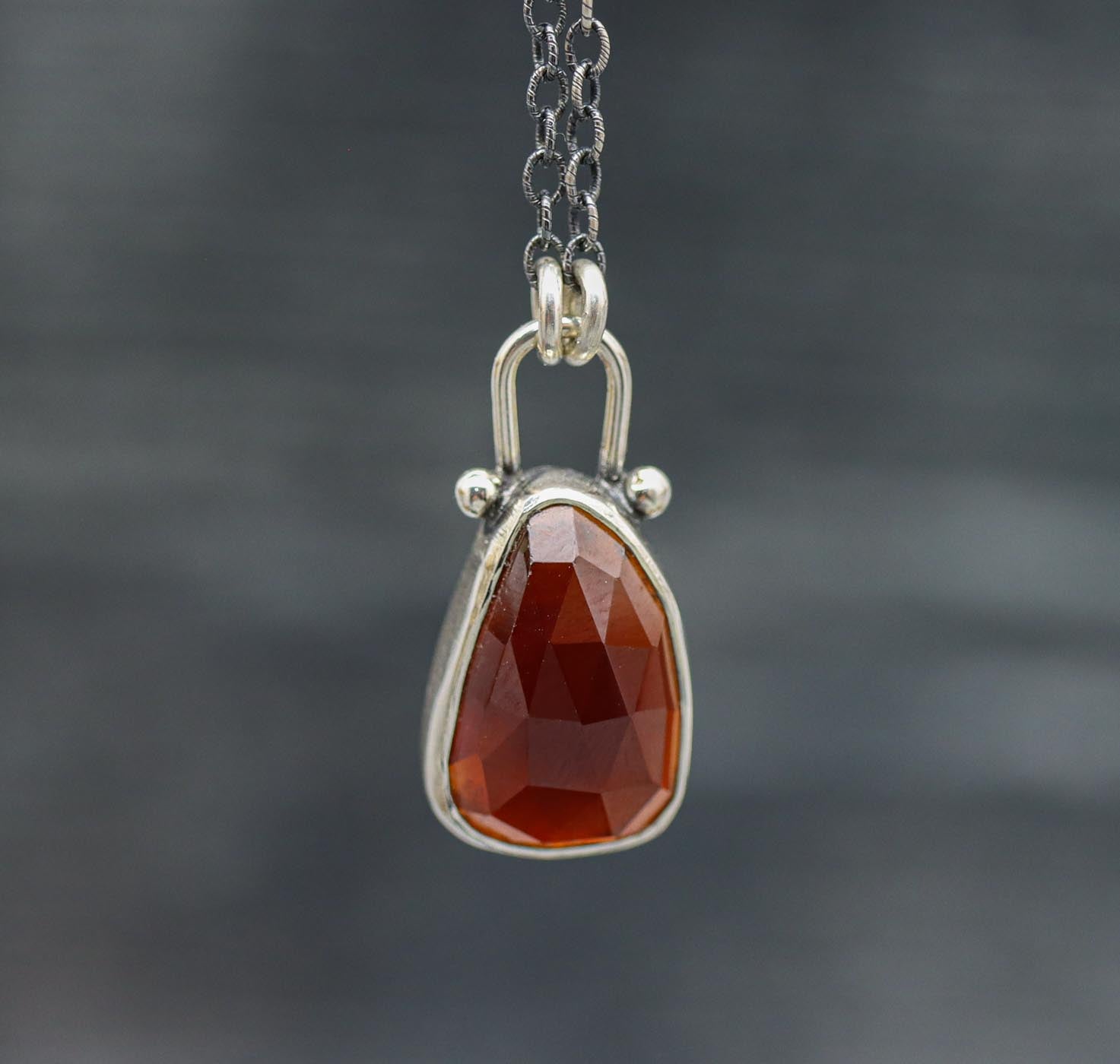 Hessonite Garnet Petite Pendant Necklace in Sterling Silver