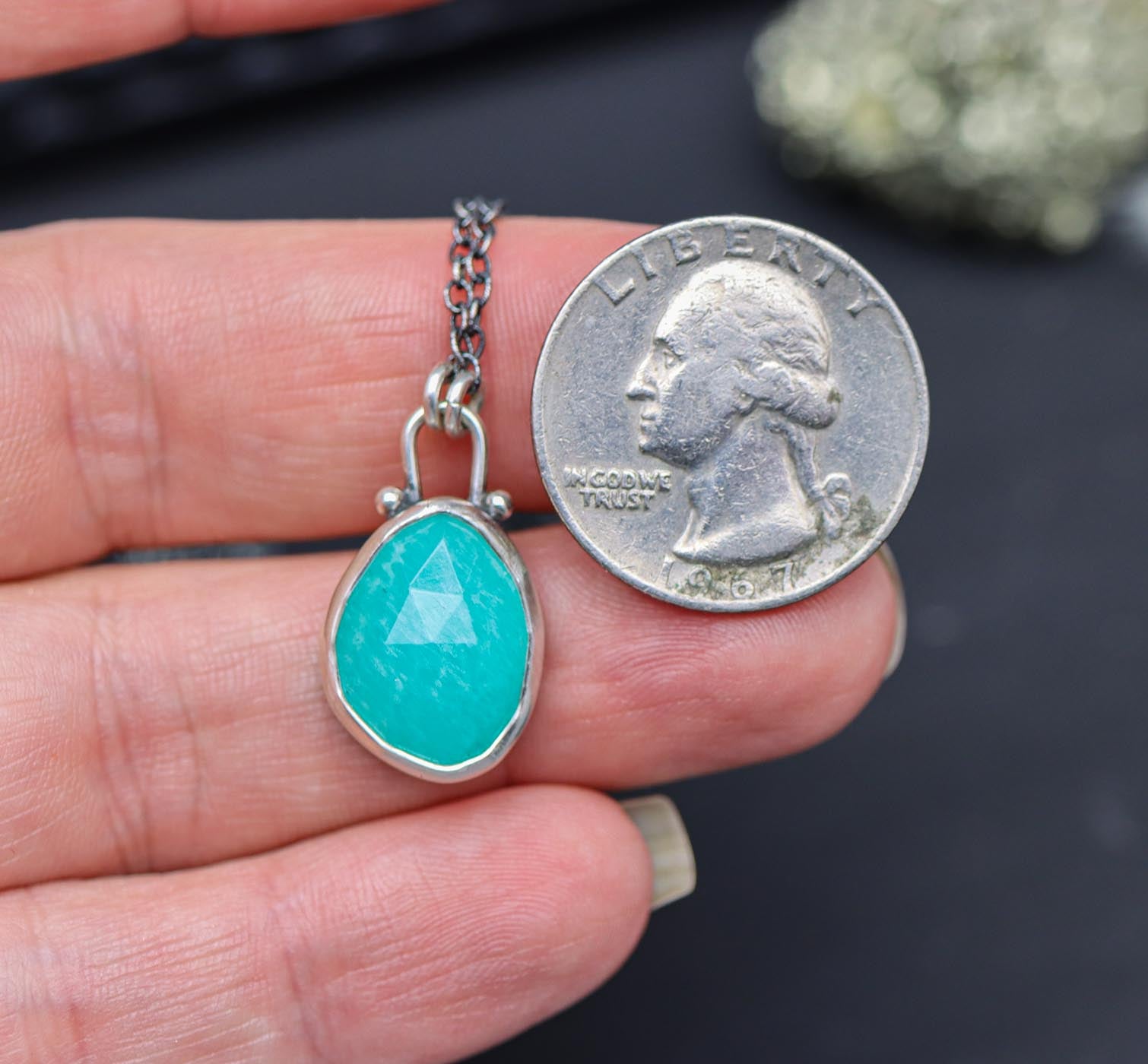Amazonite Petite Pendant Necklace in Sterling Silver