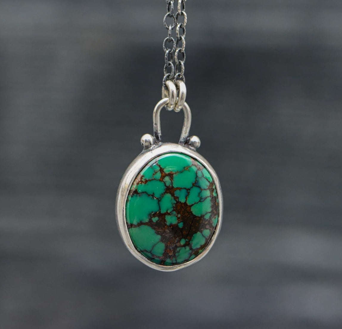 Turquoise Petite Pendant Necklace in Sterling Silver