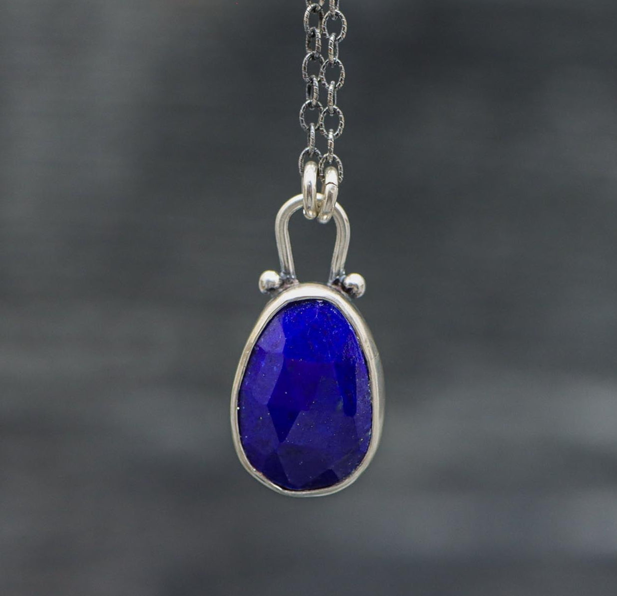 Blue Lapis Petite Pendant Necklace in Sterling Silver