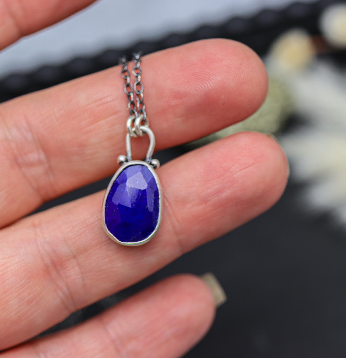 Blue Lapis Petite Pendant Necklace in Sterling Silver