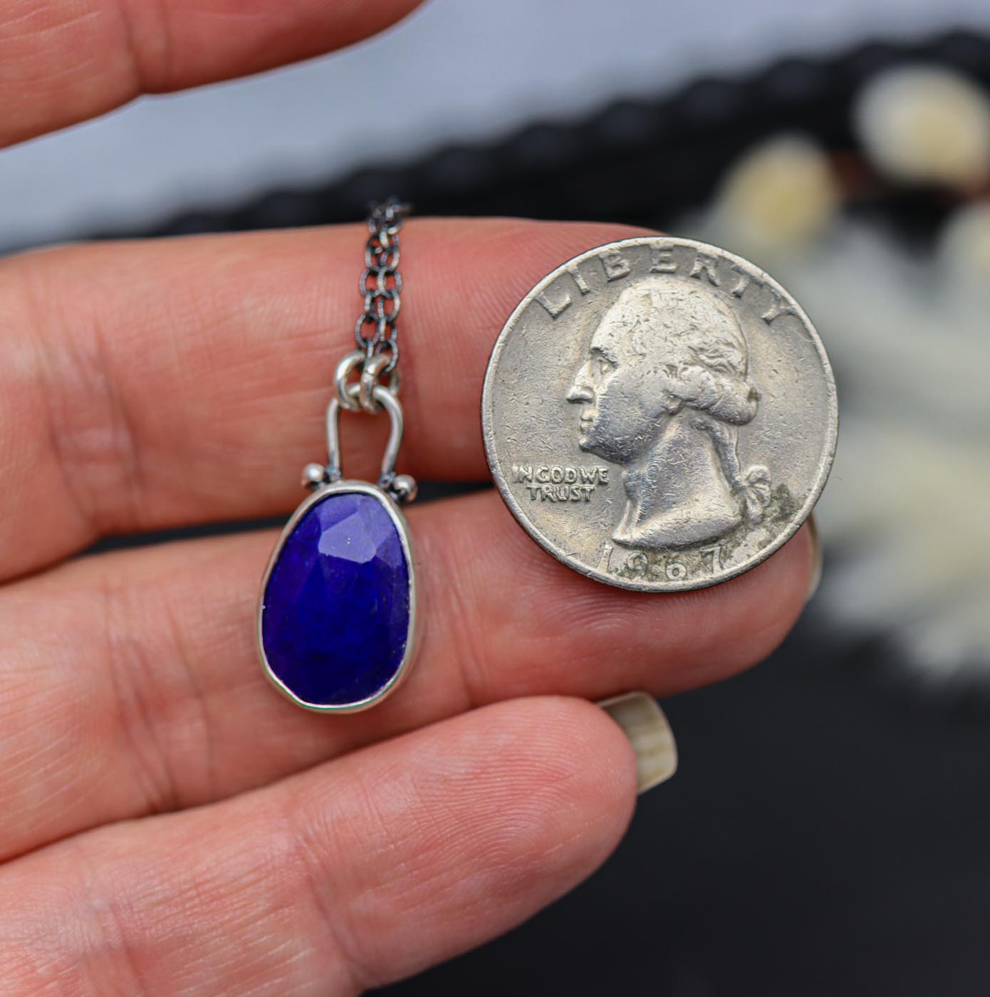 Blue Lapis Petite Pendant Necklace in Sterling Silver