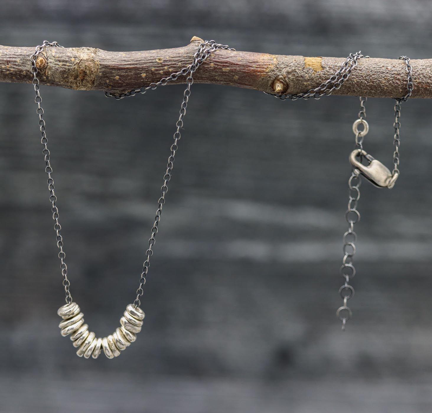 Sterling Silver Nugget Bead Necklace