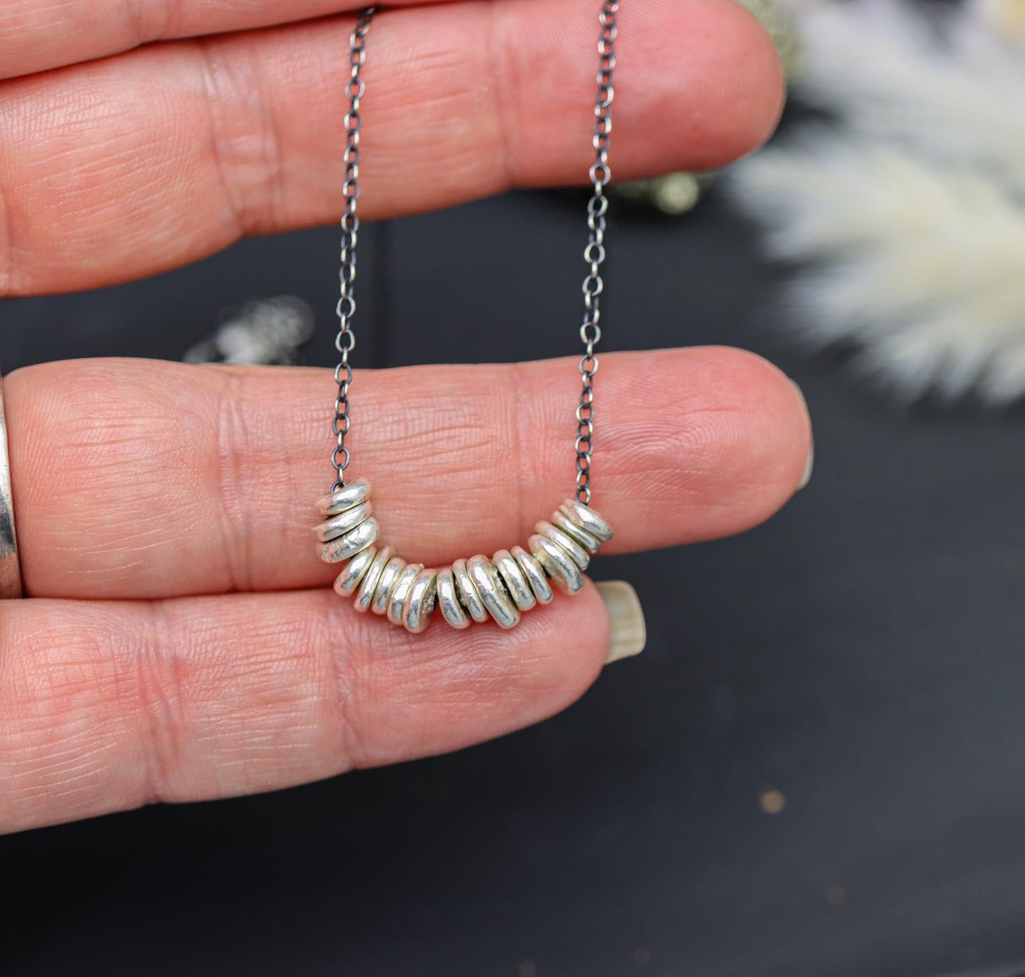 Sterling Silver Nugget Bead Necklace