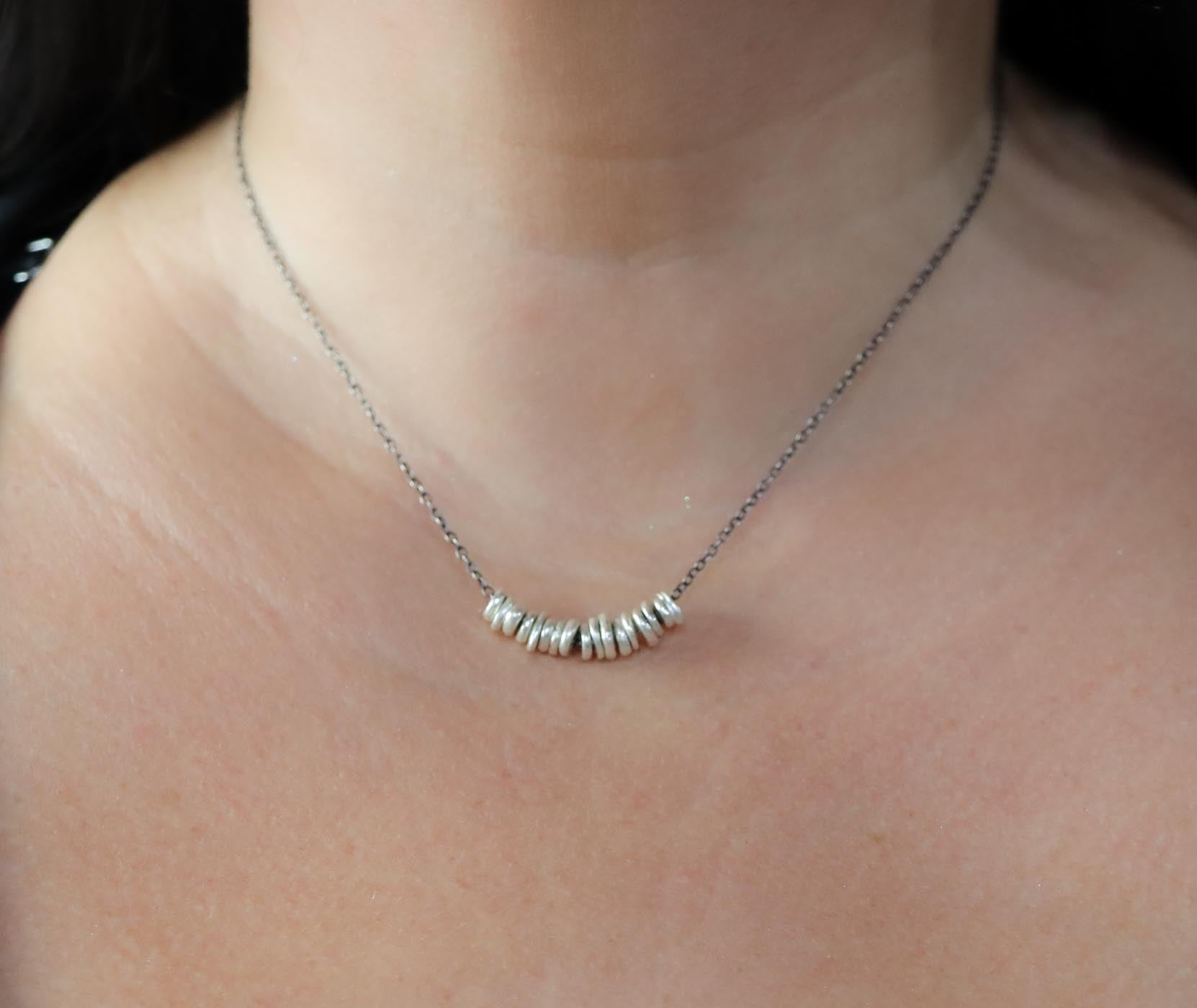 Sterling Silver Nugget Bead Necklace