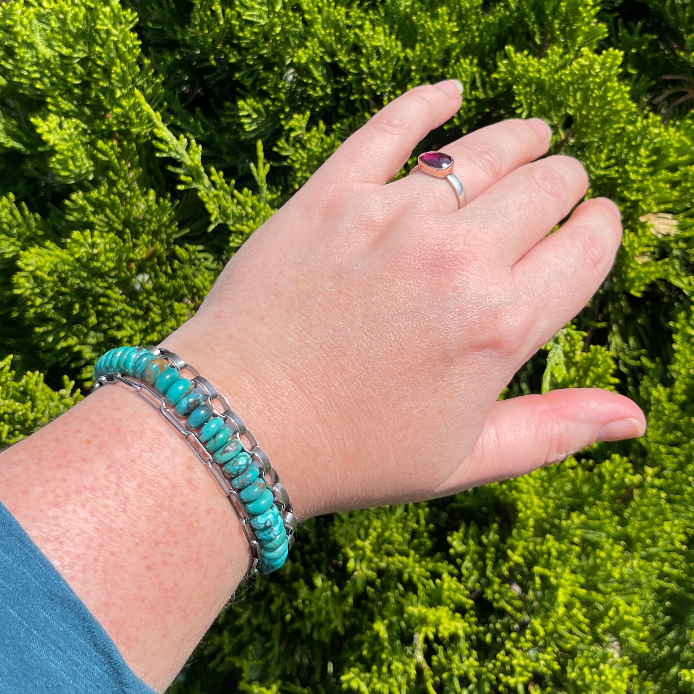 Turquoise & Sterling Silver Triple Strand Bracelet