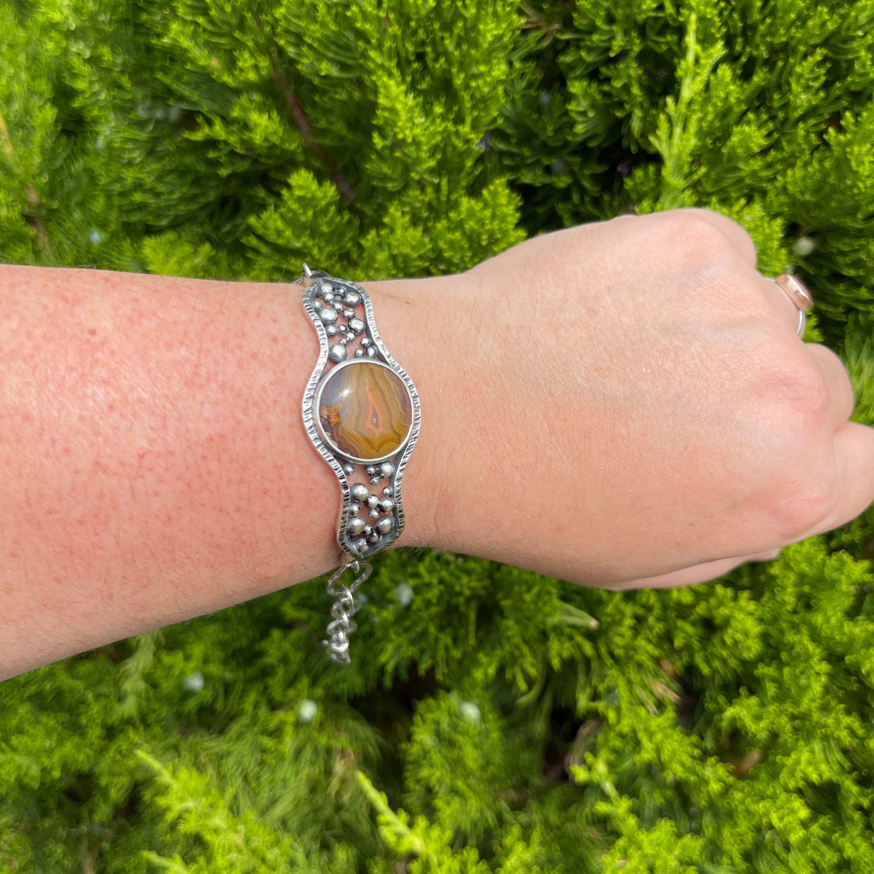 Laguna Agate Hybrid Cuff Bracelet Sterling Silver One of a Kind