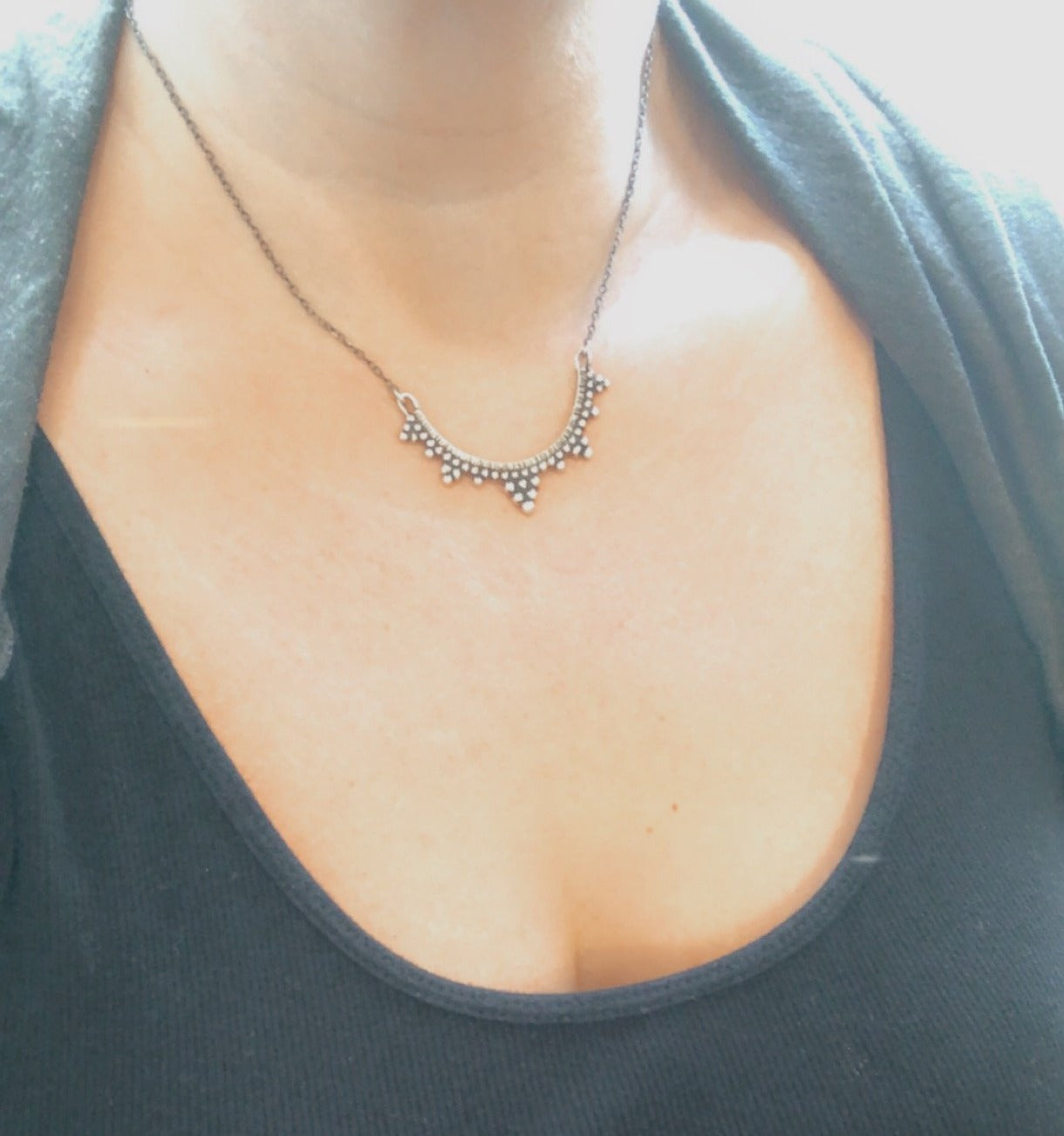 Medium Arc Necklace Sterling Silver and Fine Silver Made To Order