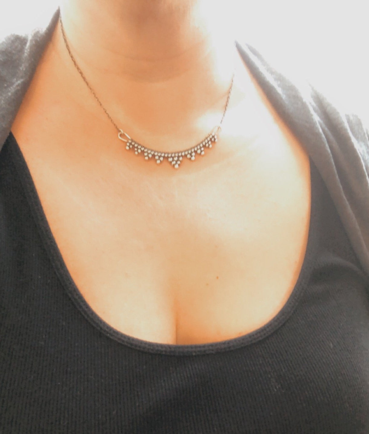 Wide Arc Necklace Sterling Silver and Fine Silver Made To Order