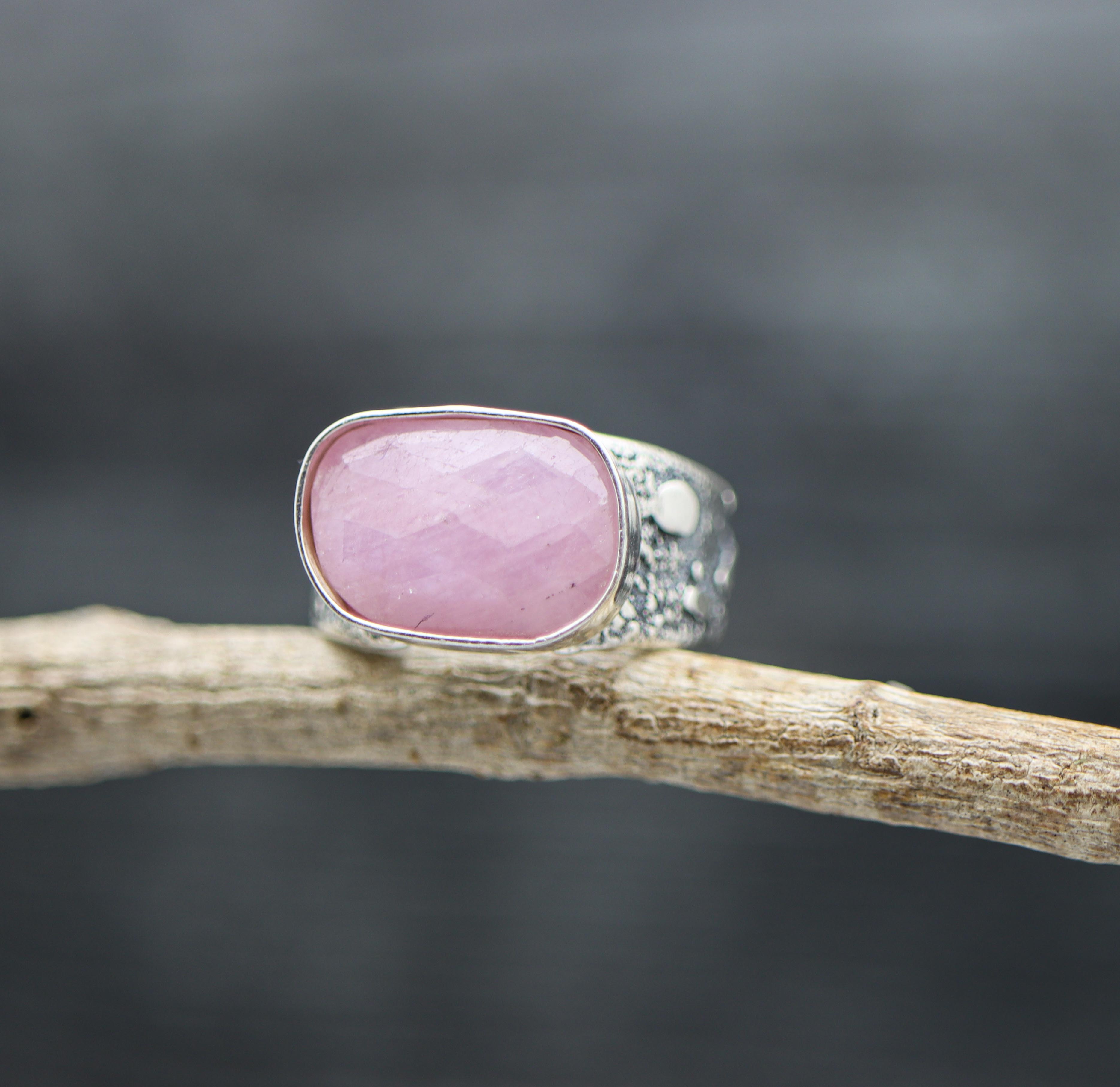Pink Sapphire Sterling Silver Ring Made To Finish