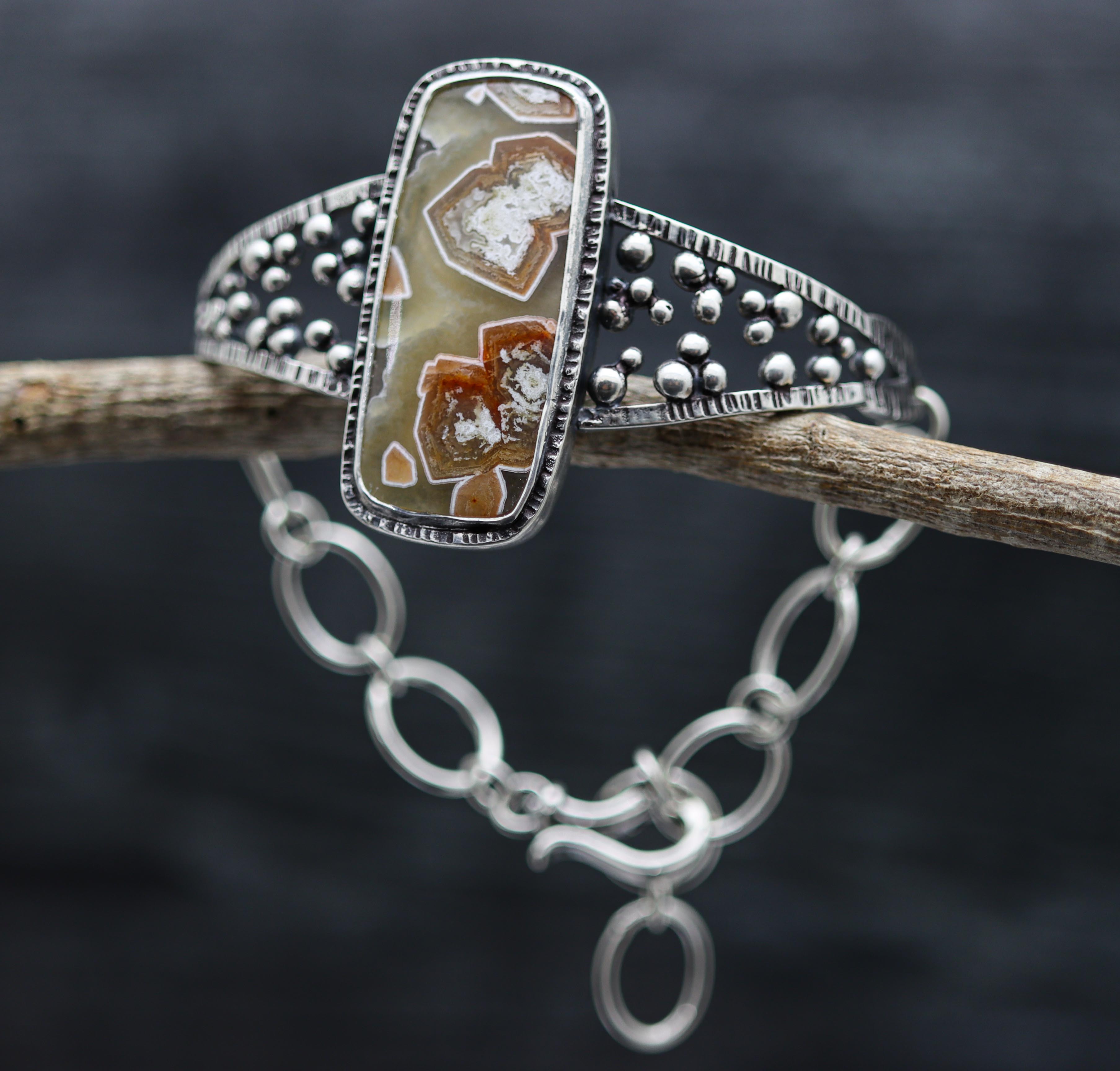 Laguna Agate Hybrid Cuff Bracelet Sterling Silver One of a Kind