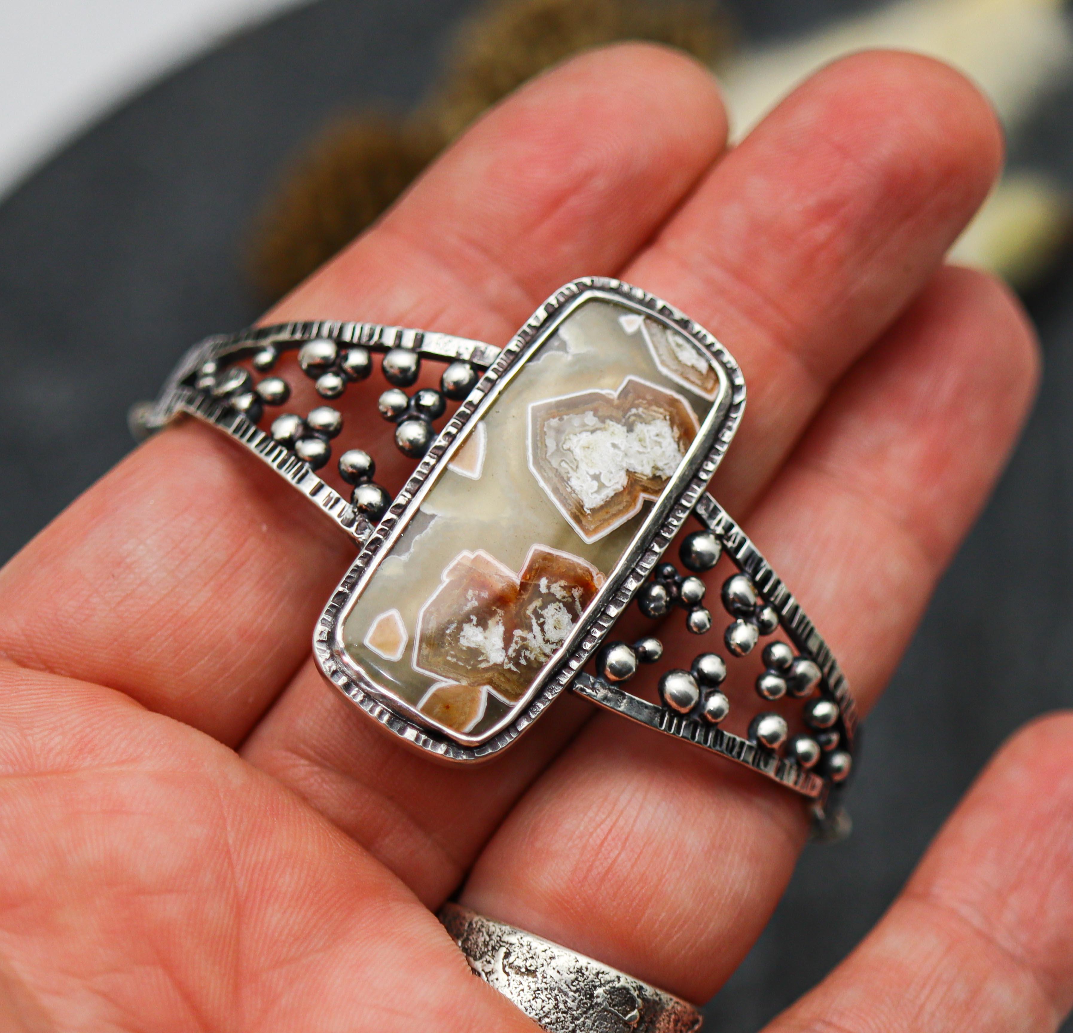 Laguna Agate Hybrid Cuff Bracelet Sterling Silver One of a Kind