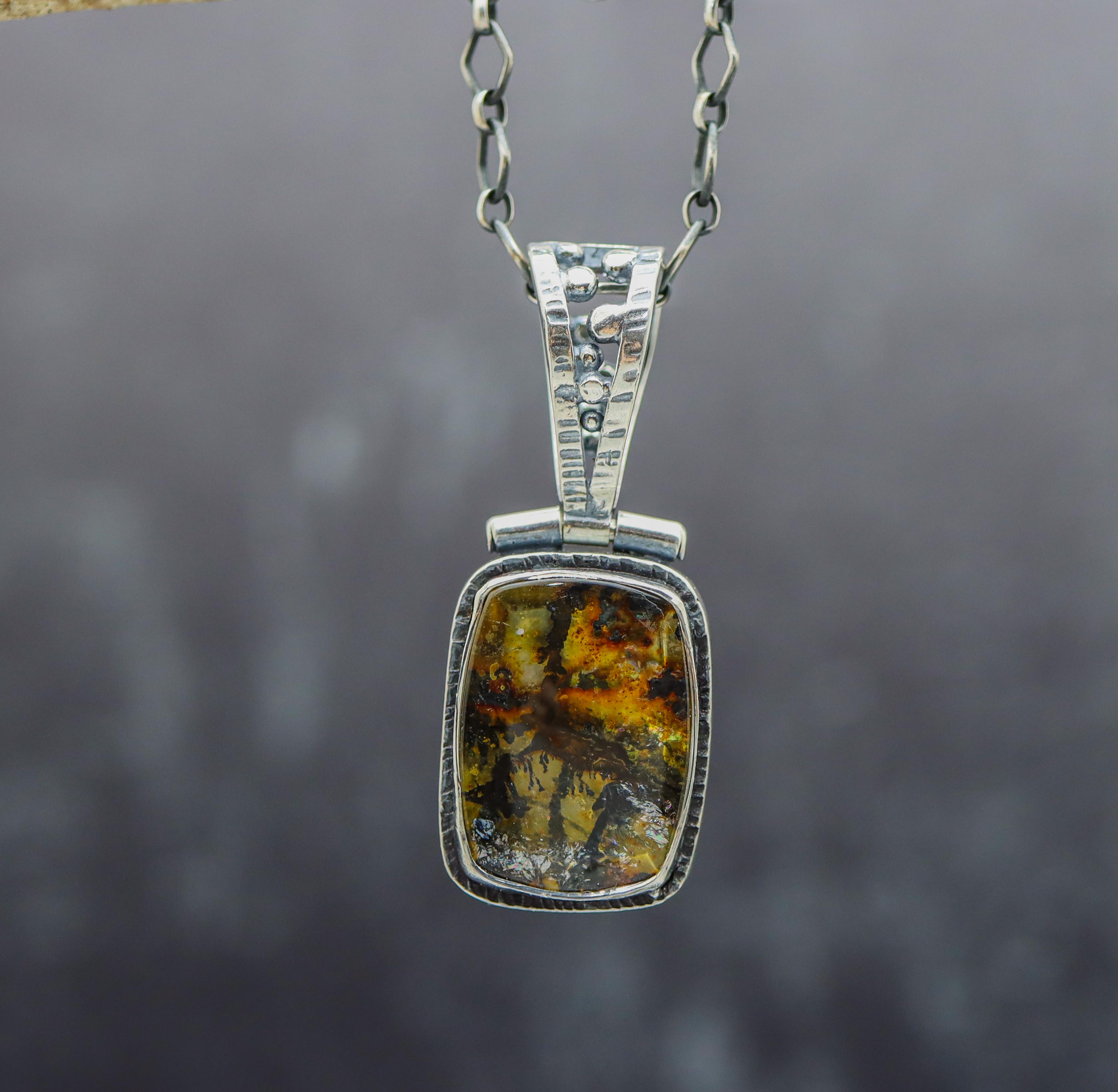 Dendritic Quartz Pendant Sterling Silver One Of a Kind Gemstone Necklace