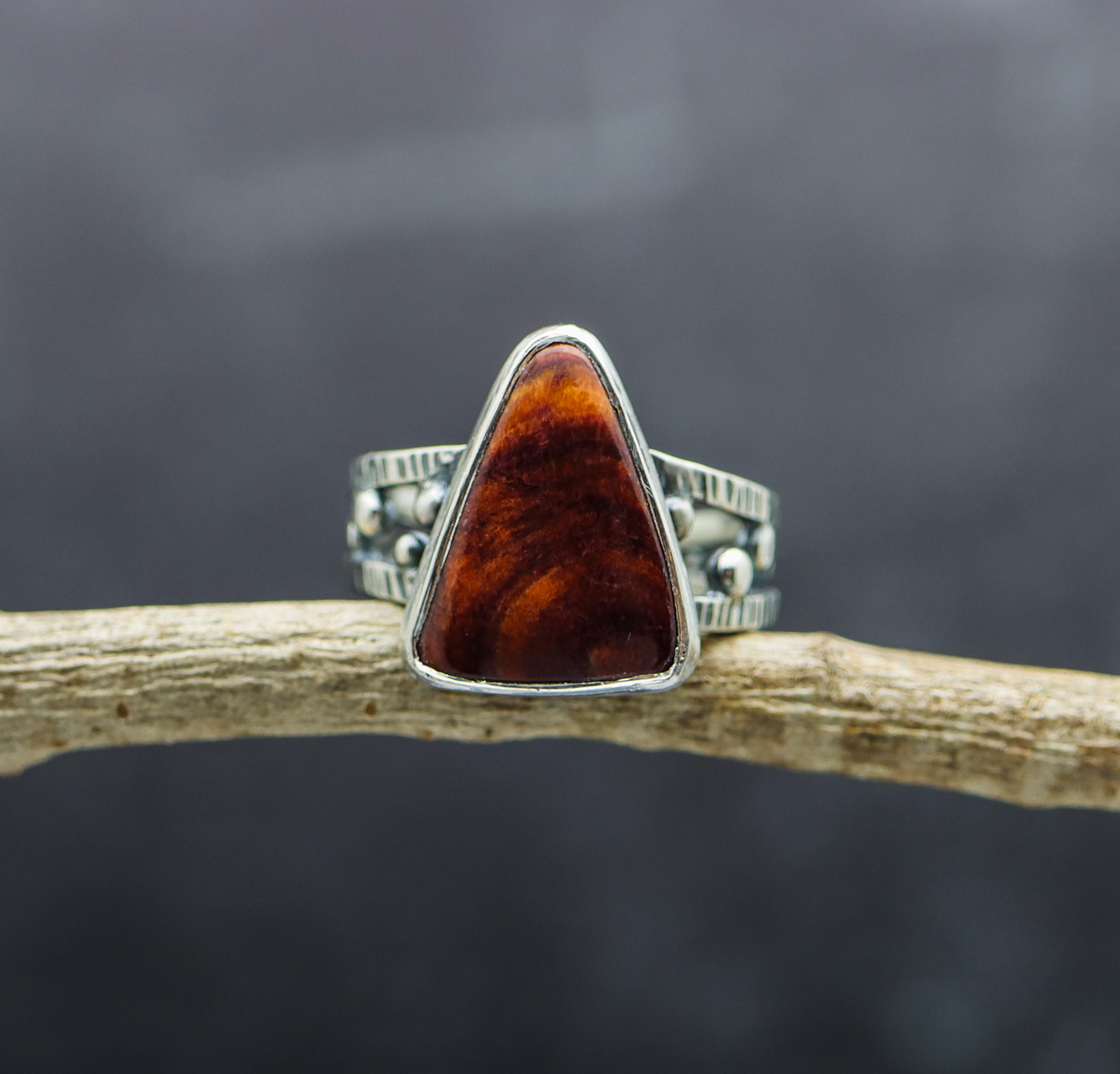 *ON SALE* Purple and Orange Spiny Oyster Ring Sterling Silver