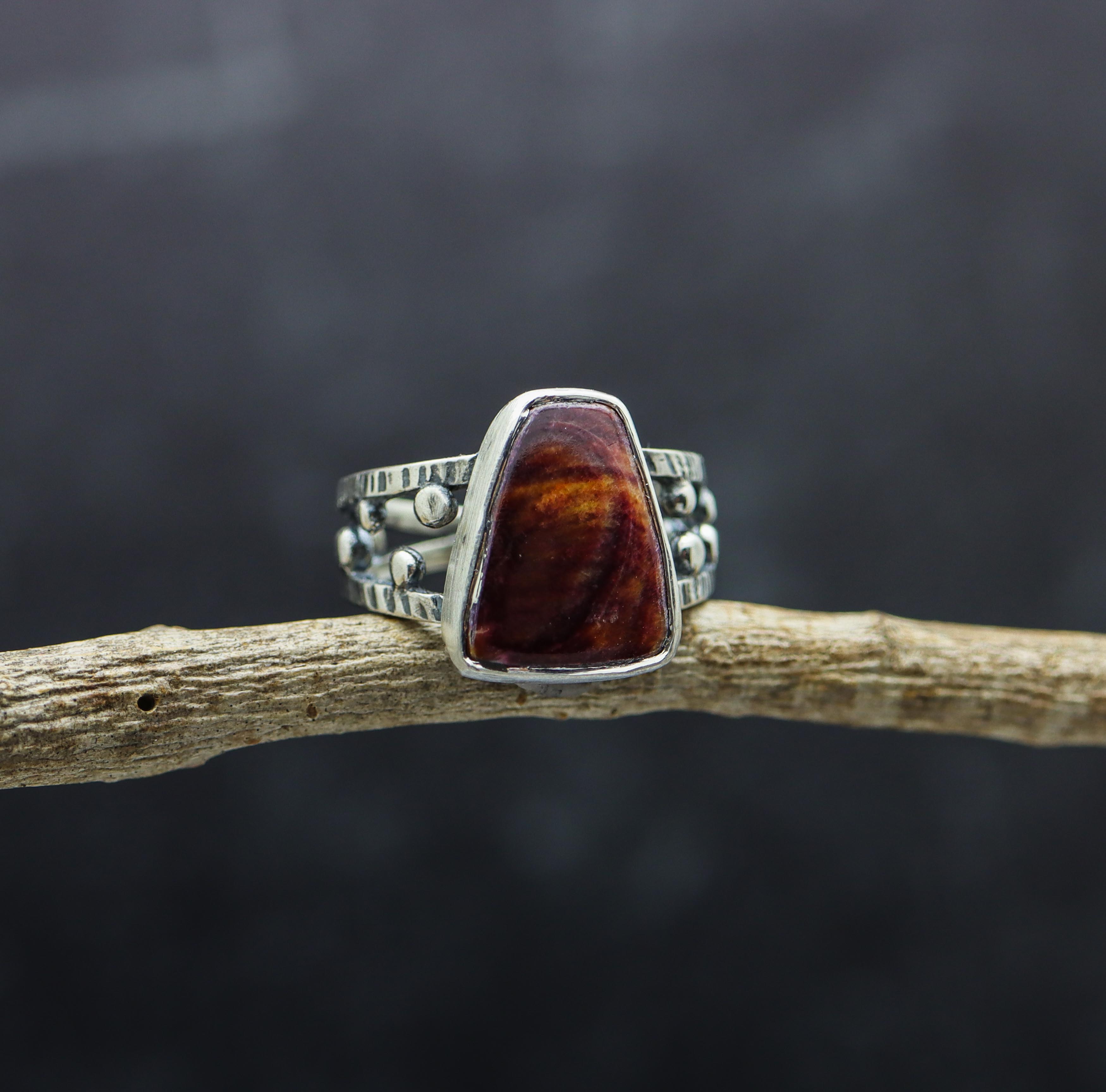 *ON SALE* Purple and Orange Spiny Oyster Ring Sterling Silver