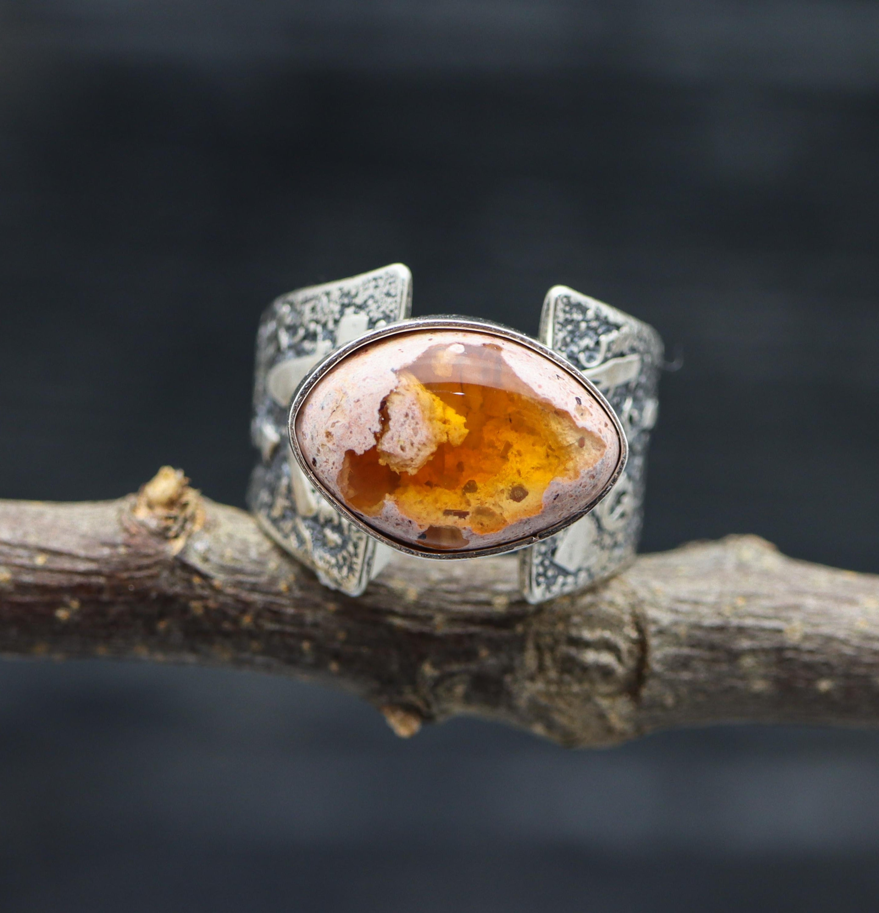Mexican Fire Opal Sterling Silver Ring Made to Finish
