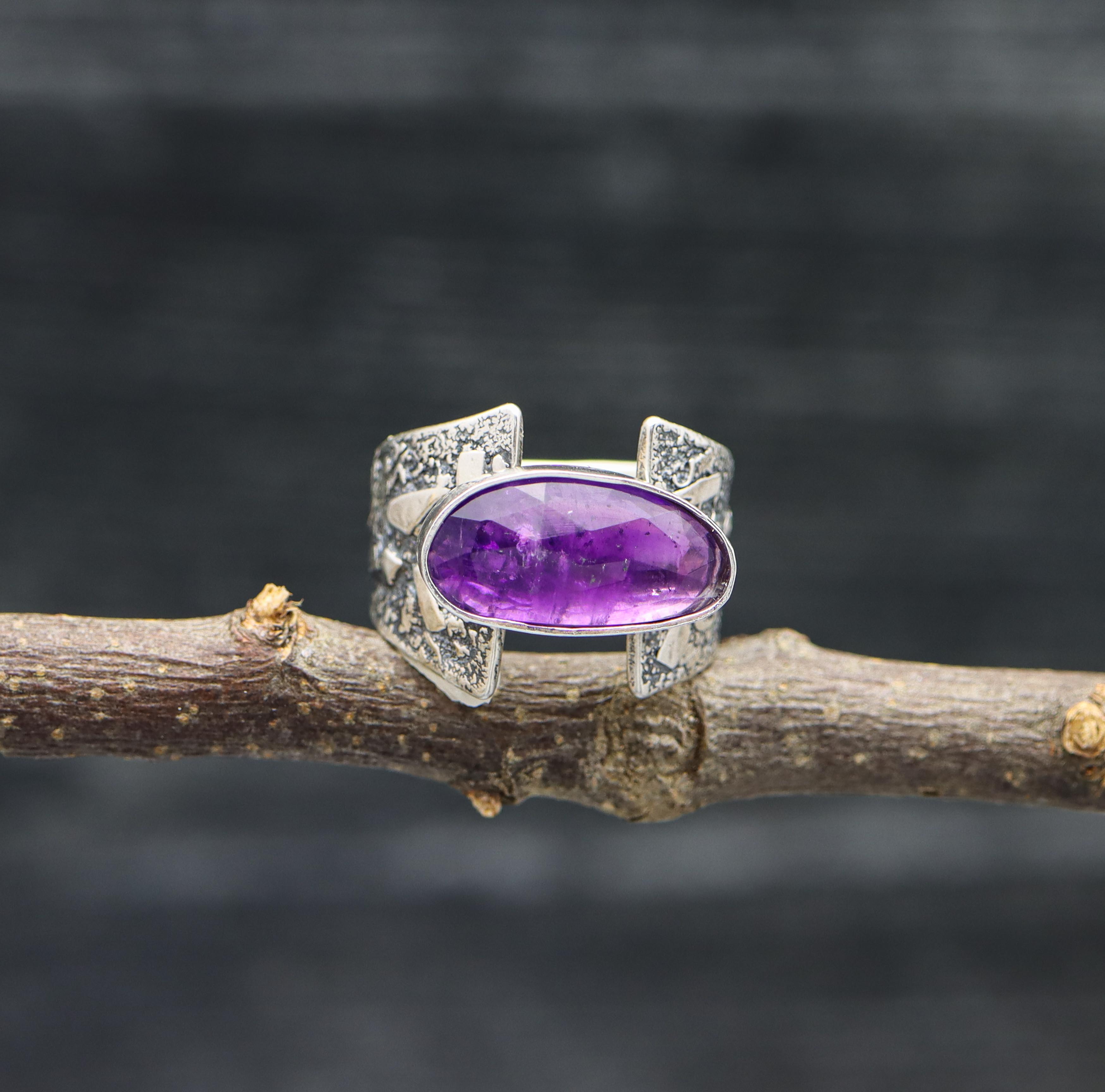 Amethyst Sterling Silver Ring Made to Finish