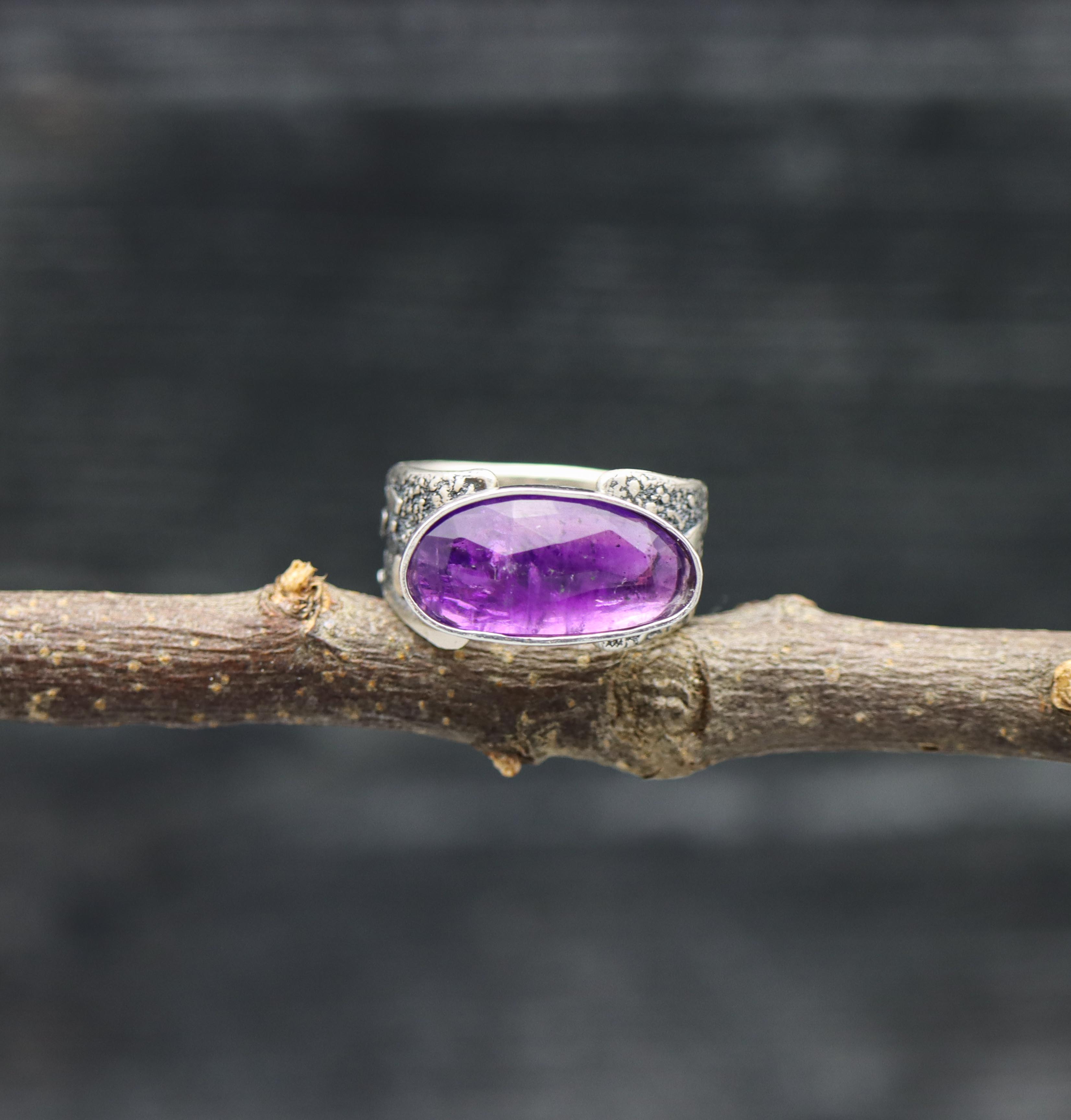 Amethyst Sterling Silver Ring Made to Finish