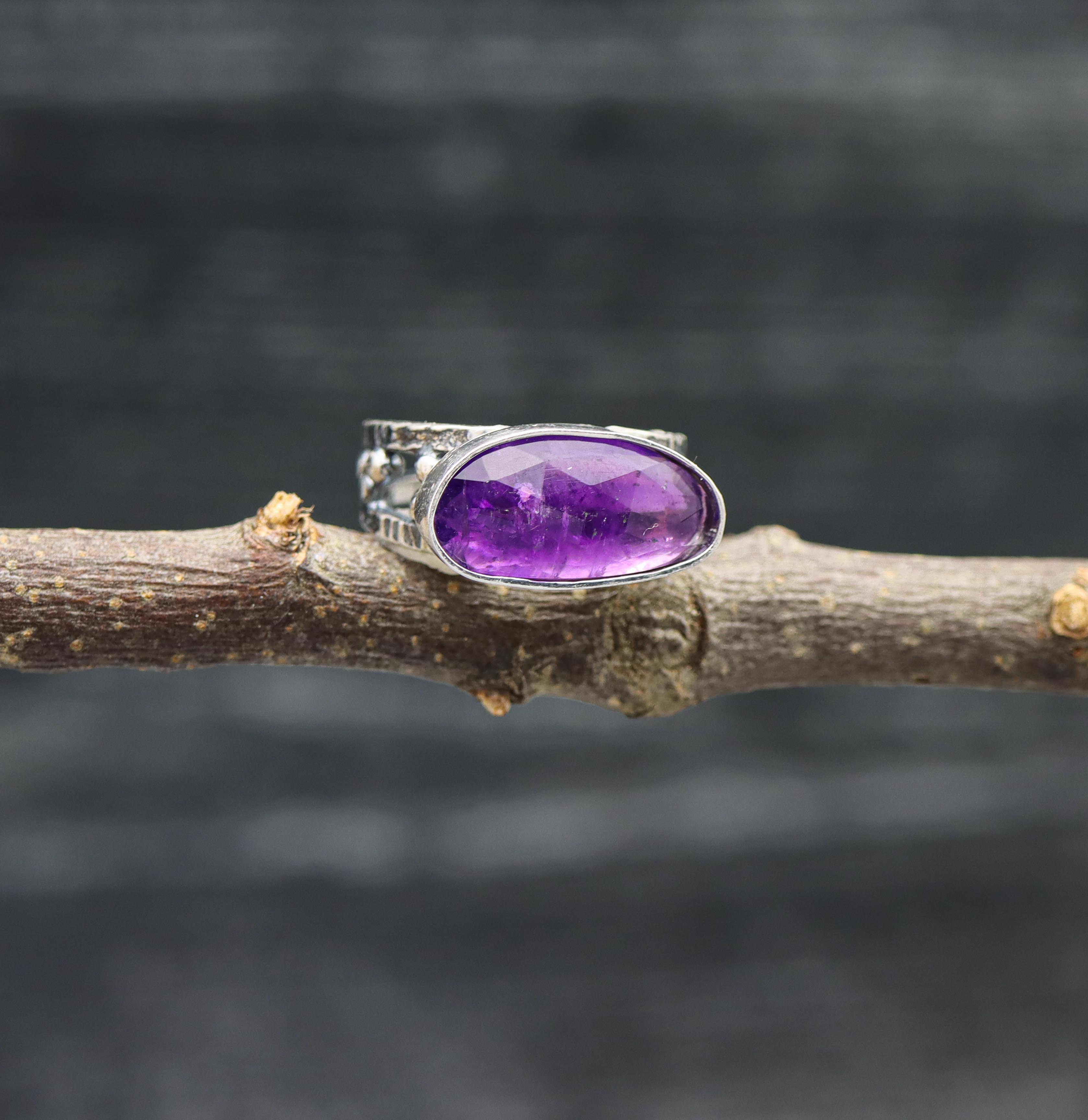 Amethyst Sterling Silver Ring Made to Finish