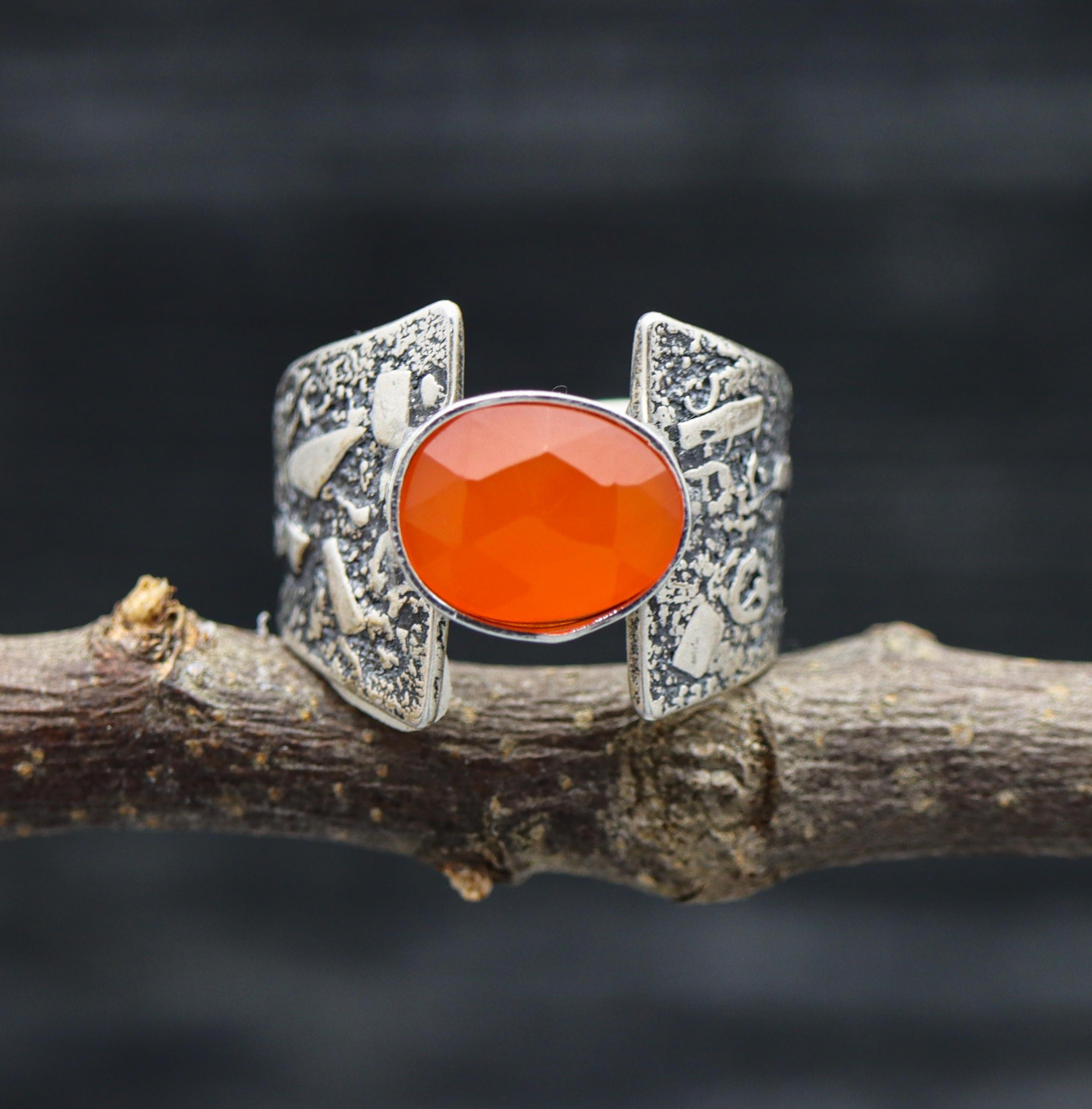 Orange Carnelian Sterling Silver Ring Made to Finish