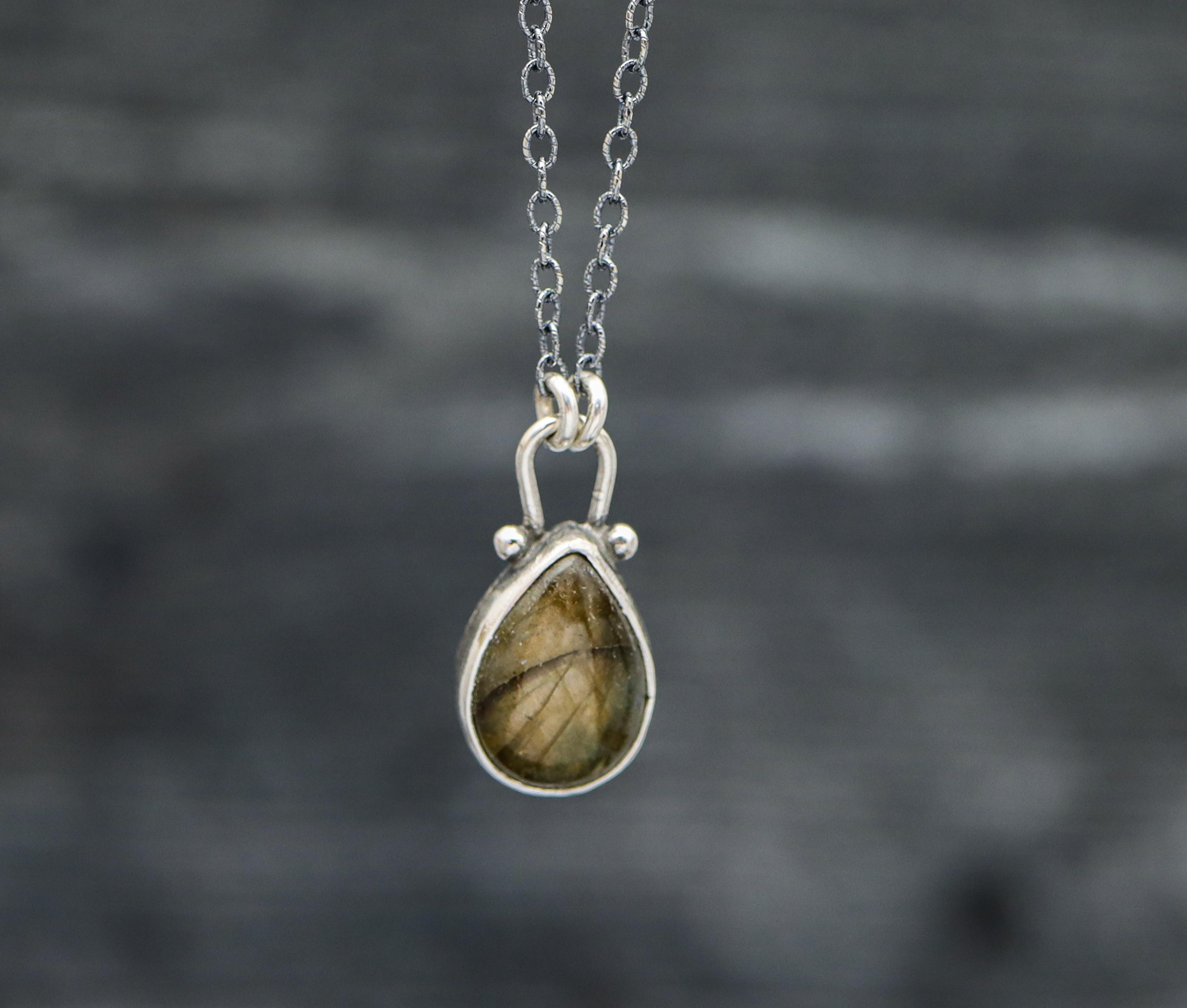 Labradorite Petite Pendant Necklace in Sterling Silver
