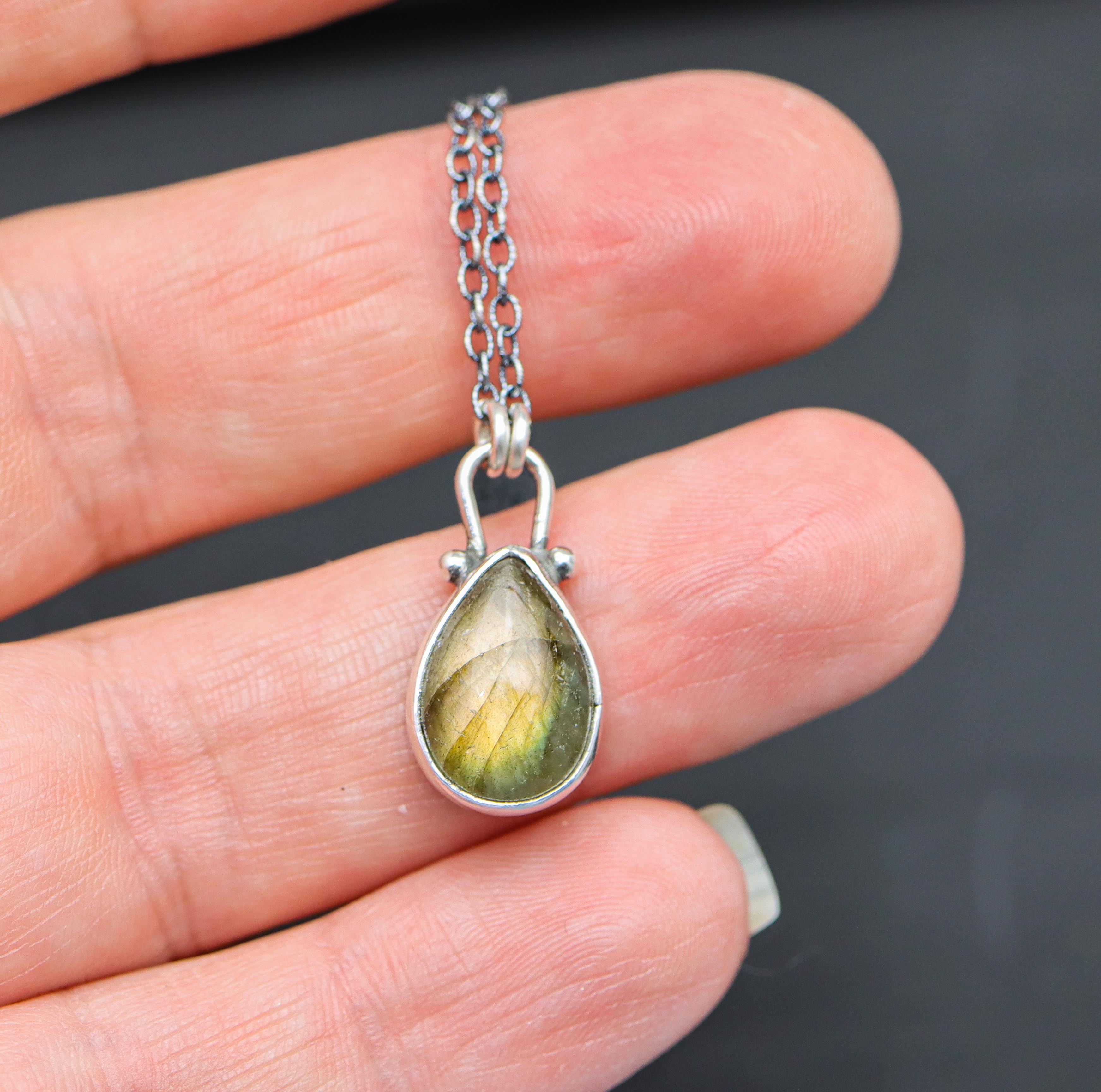Labradorite Petite Pendant Necklace in Sterling Silver