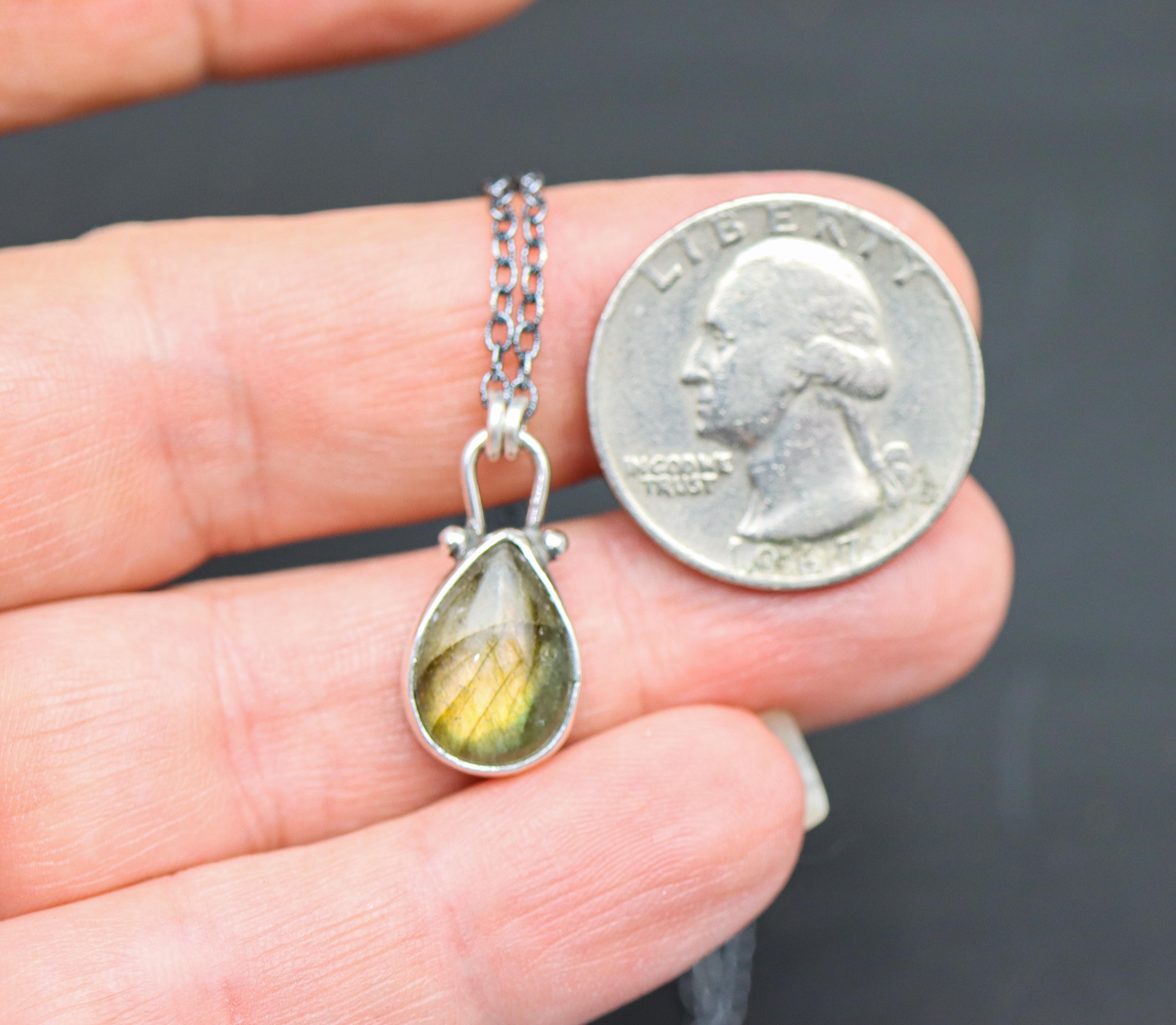 Labradorite Petite Pendant Necklace in Sterling Silver