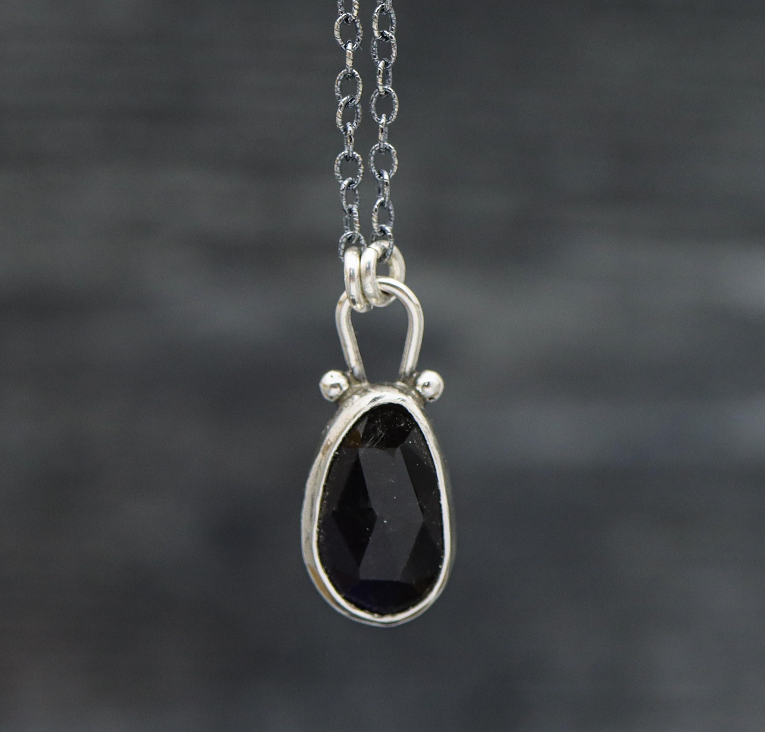 Midnight Labradorite Petite Pendant Necklace in Sterling Silver