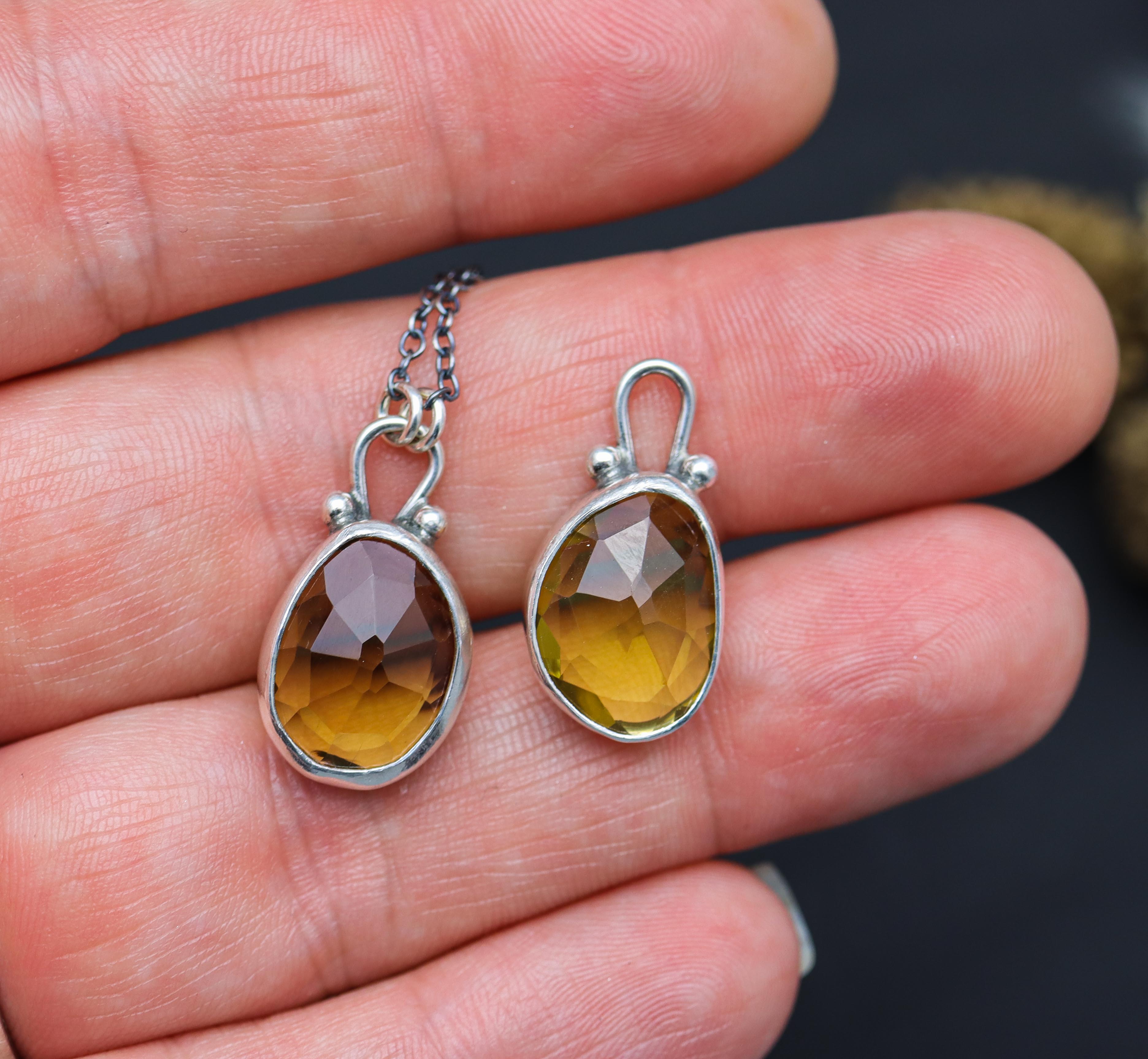 Sunny Yellow Citrine Petite Pendant Necklace in Sterling Silver