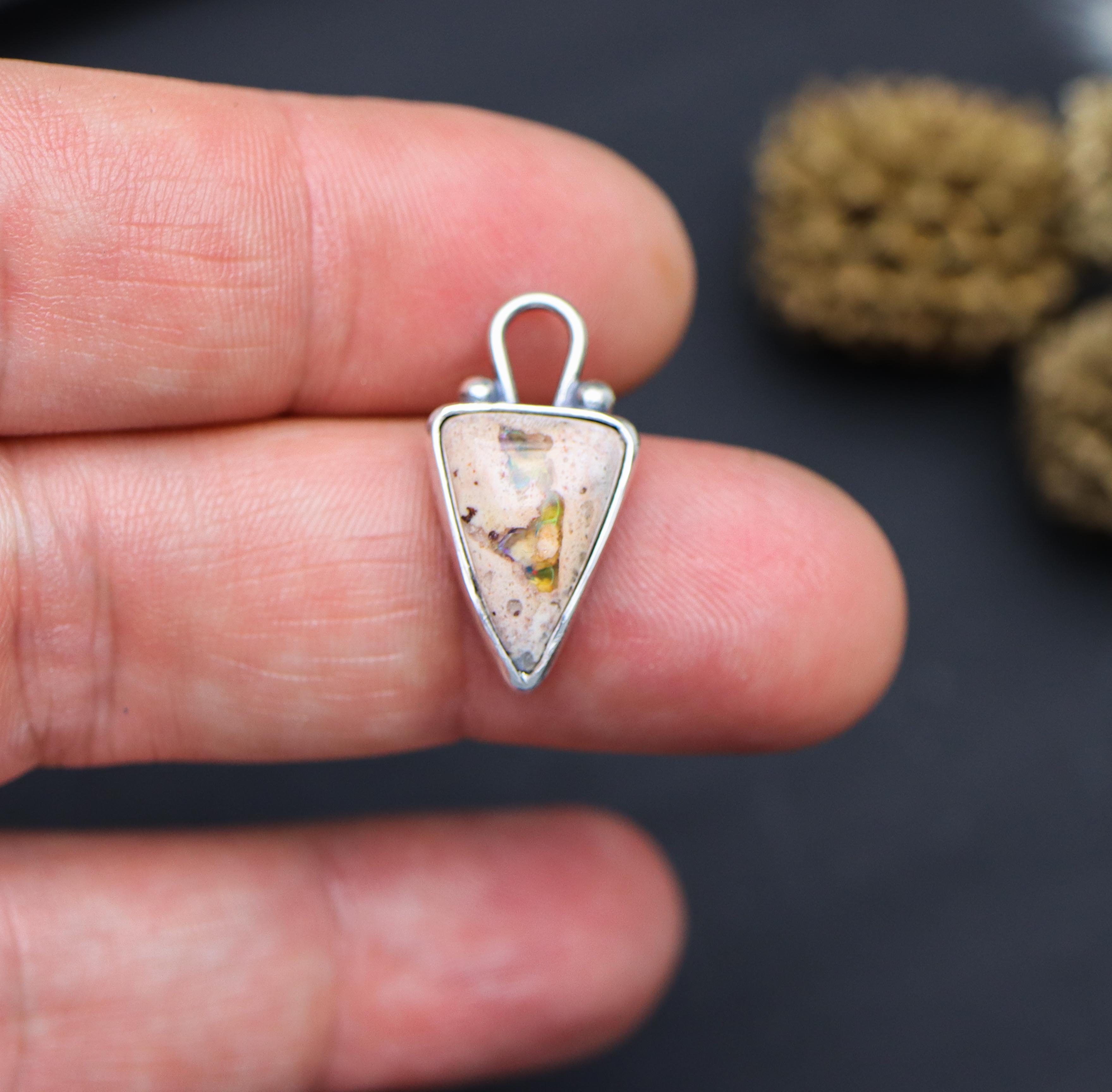 Mexican Fire Opal Petite Pendant Necklace in Sterling Silver